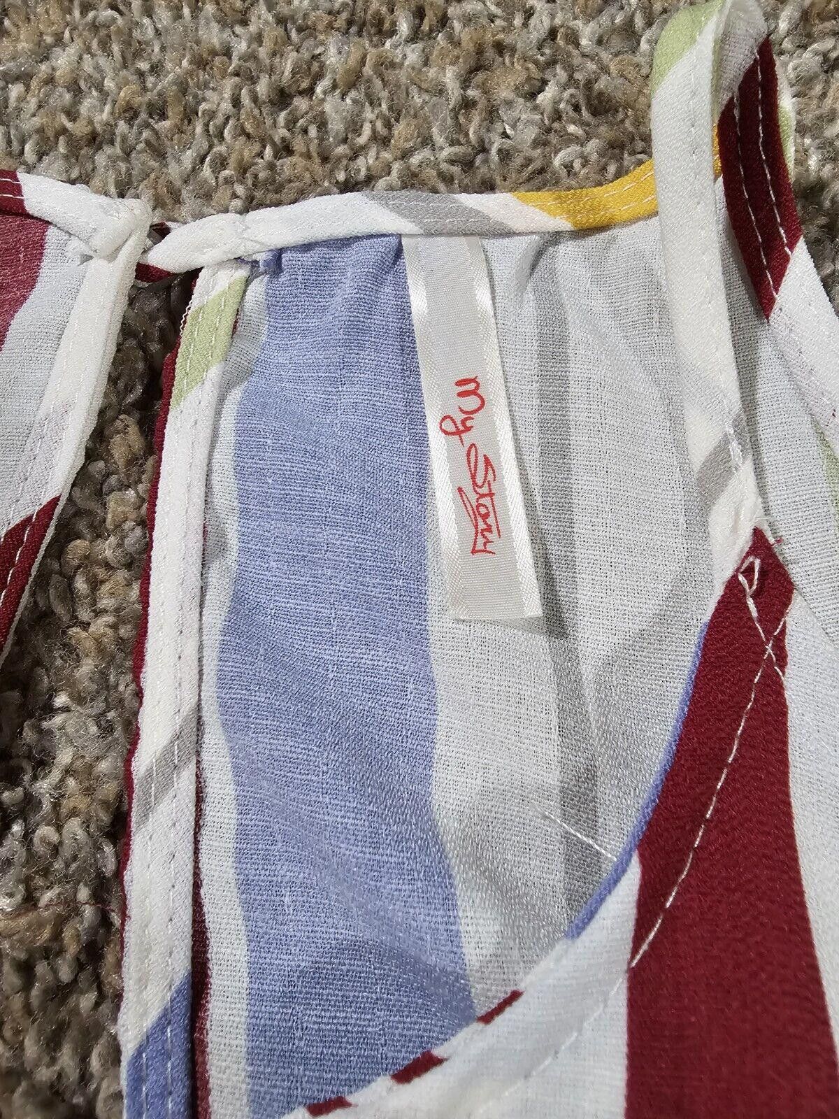 Designer My Story Blouse Top Size M Striped Tie Stretch NWT Lillian's Size M / US 6-8 / IT 42-44 - 2 Thumbnail