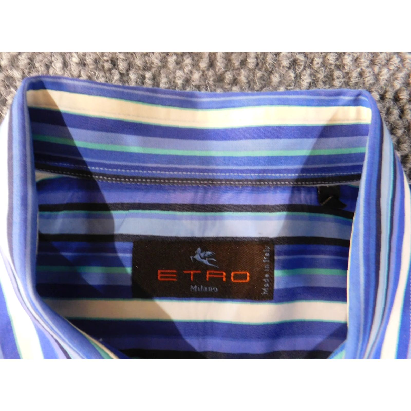 Etro **ETRO Men's Classic Button-Down Blue Striped Shirt Regular Fit** User: ETRO Men's Classic Button-Down Blue Striped Shirt Regular Fit Size 42R - 5 Thumbnail