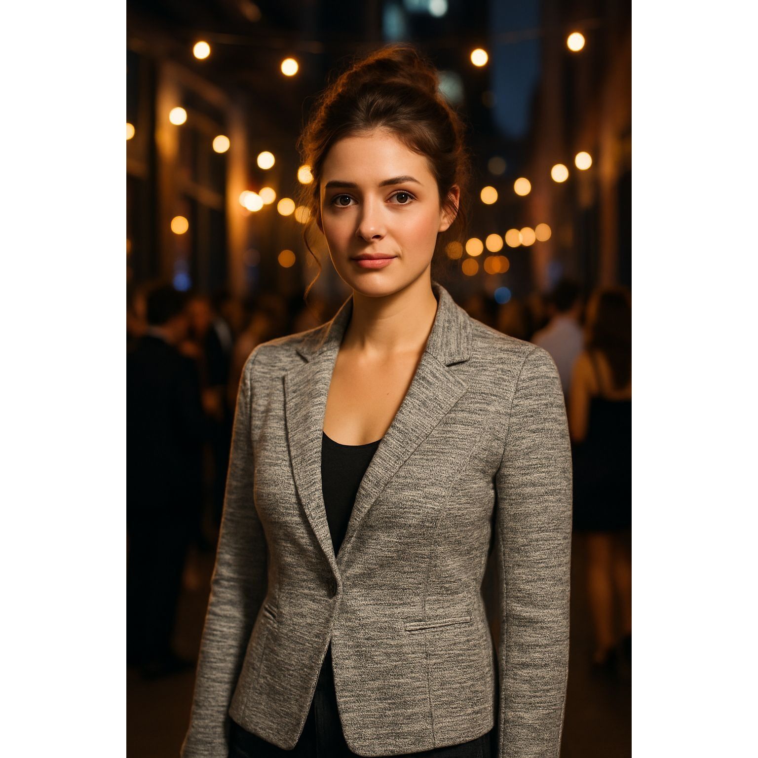 Other 41 Hawthorn Medium Grey Fitted Knit Blazer Single Button Str Size M / US 6-8 / IT 42-44 - 1 Thumbnail