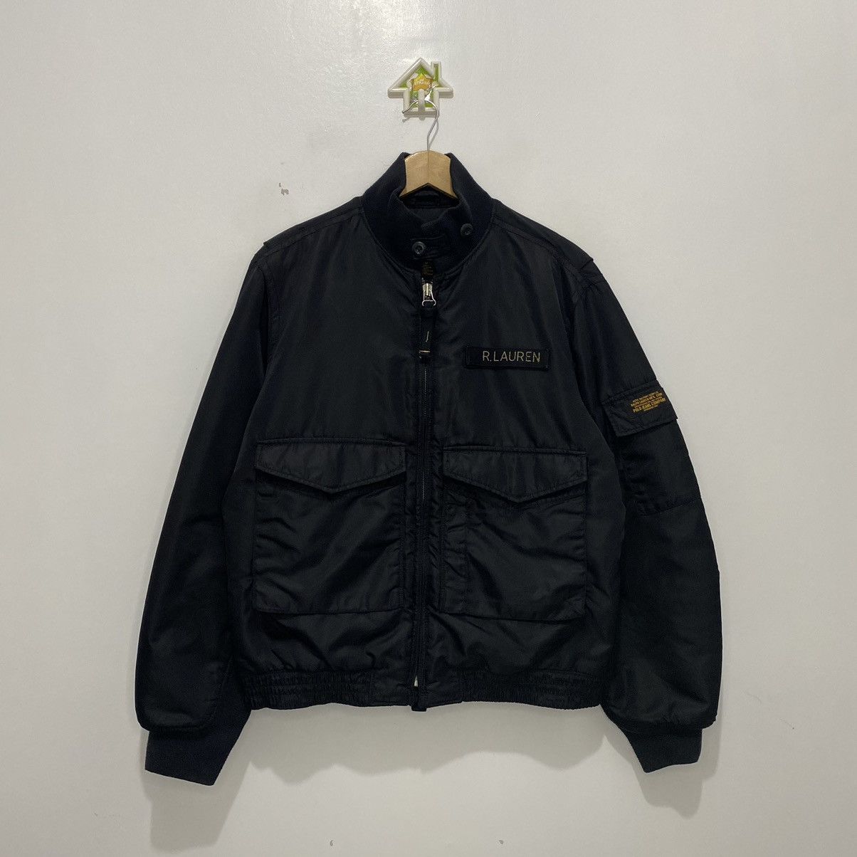 image of Ralph Laurent Polo Jeans Co. Military Bomber Jacket in Black, Men's (Size Large)