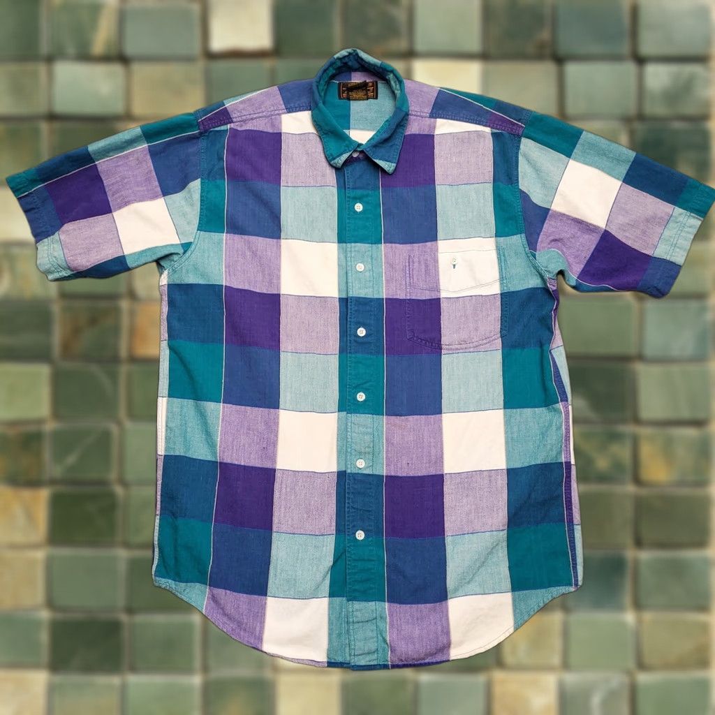 Eddie Bauer VINTAGE Eddie Bauer Shirt Men M Green Purple Buffalo Plaid Outdoor Casual Size US M / EU 48-50 / 2 - 1 Thumbnail