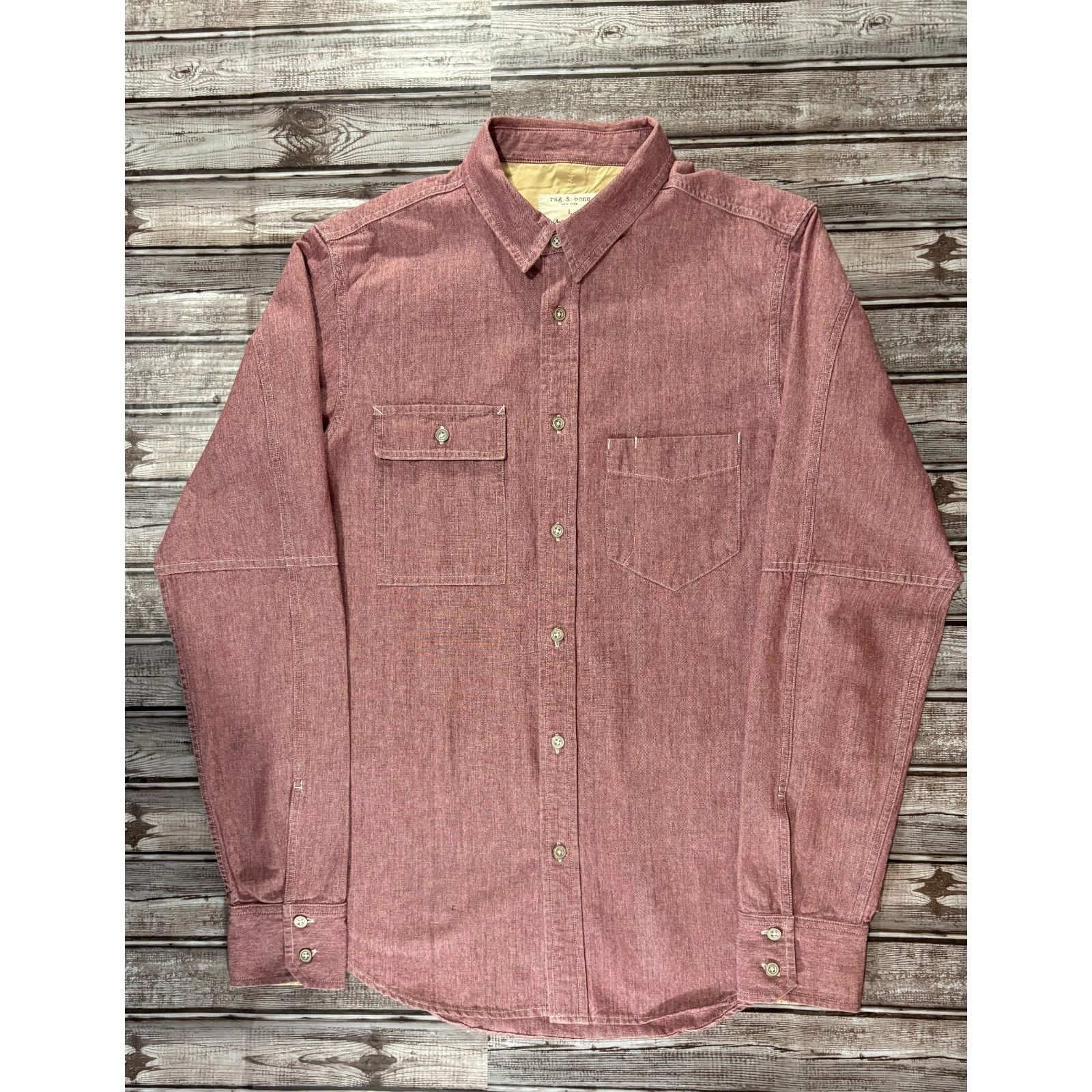 Rag & Bone Rag & Bone The Trail Denim Shirt size L color Red NWOT Size US L / EU 52-54 / 3 - 1 Thumbnail