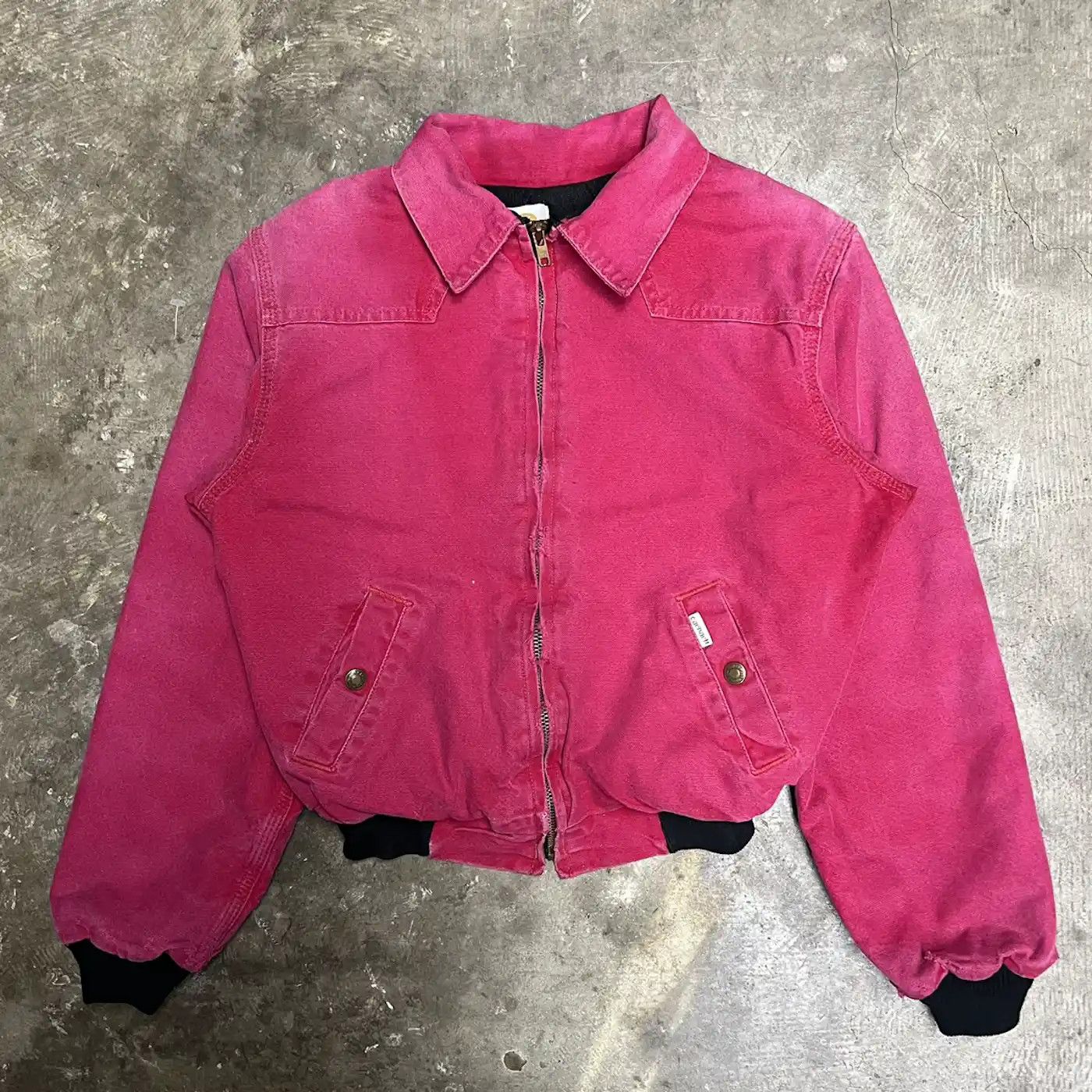 Image of Vintage 90's Carhartt Cropped Pink Canvas Jacket Erd Cdg, Women's (Size XS)