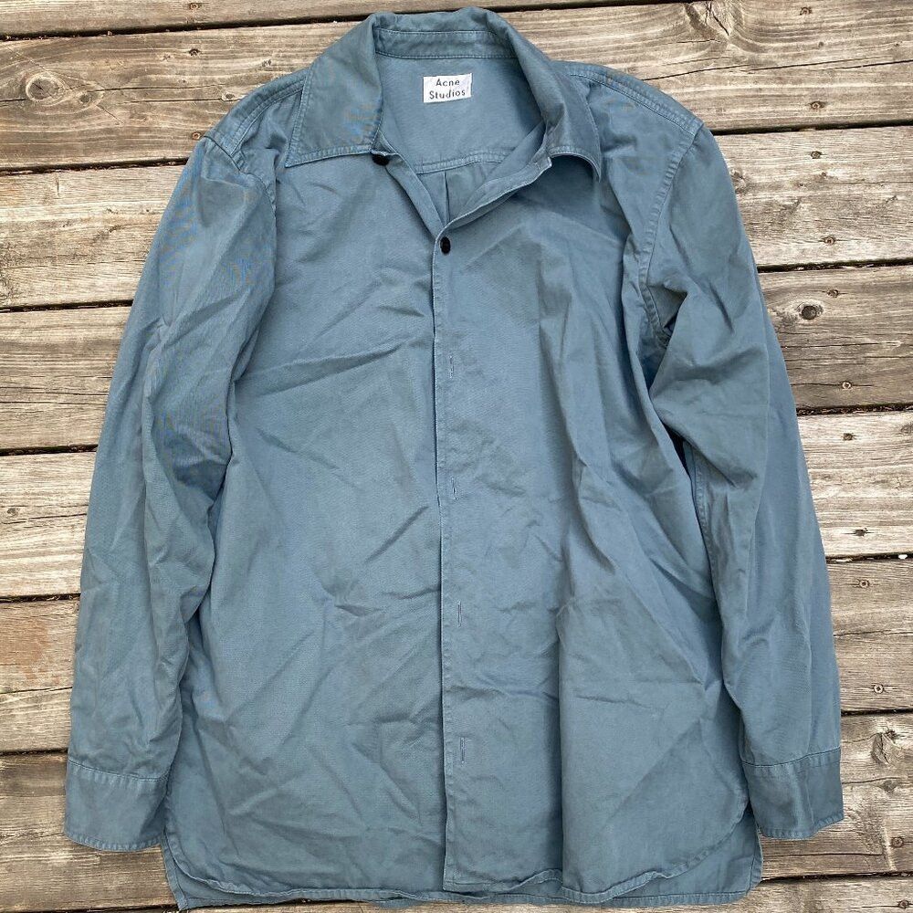 Acne Studios Acne Studios Oversized Cotton Overshirt Jacket Teal Blue Si Size US XL / EU 56 / 4 - 1 Thumbnail