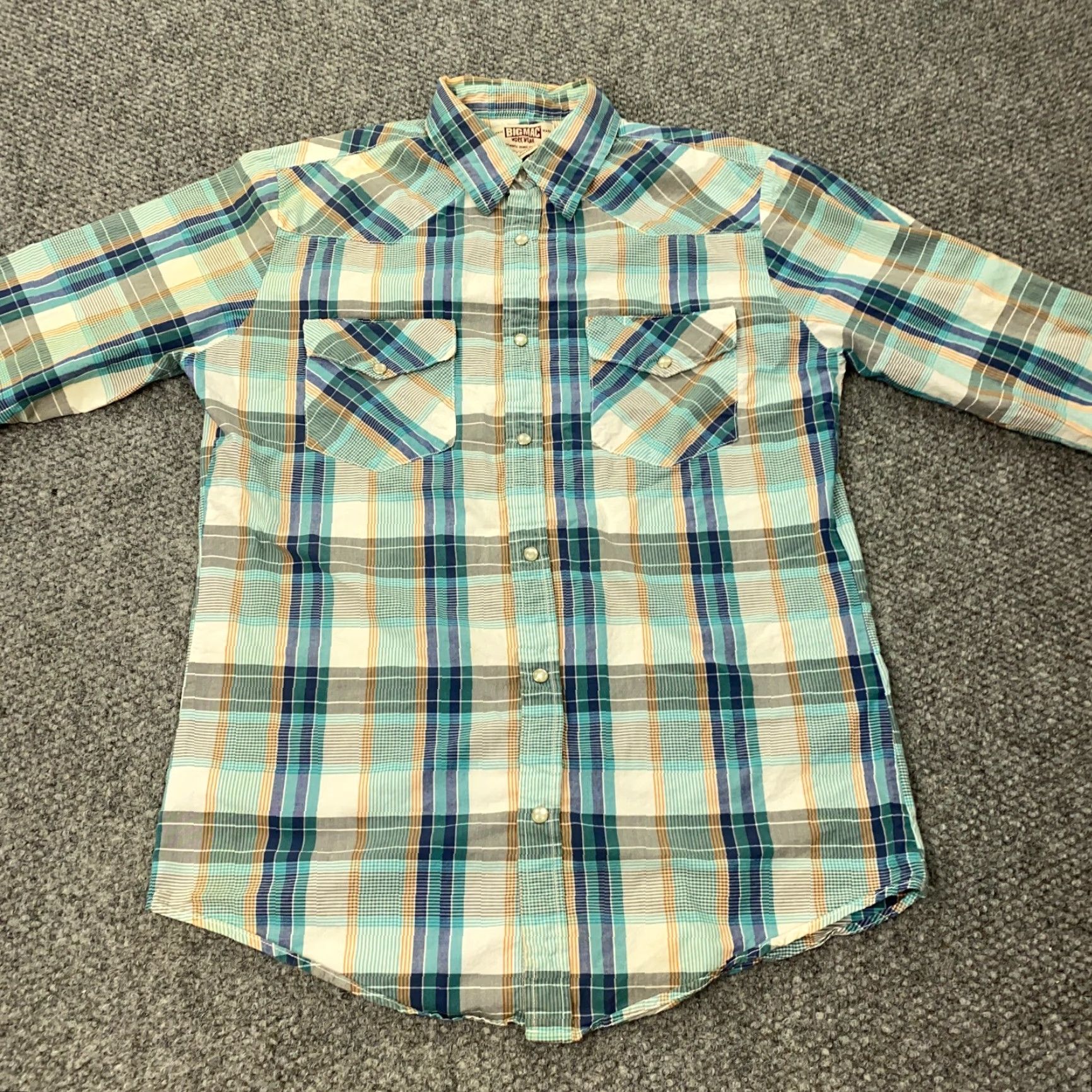 Vintage VINTAGE Big Mac Western Shirt Men Medium Blue Plaid Flannel Long Sleeve Pearl Snap Casual Workwear Size US M / EU 48-50 / 2 - 5 Thumbnail