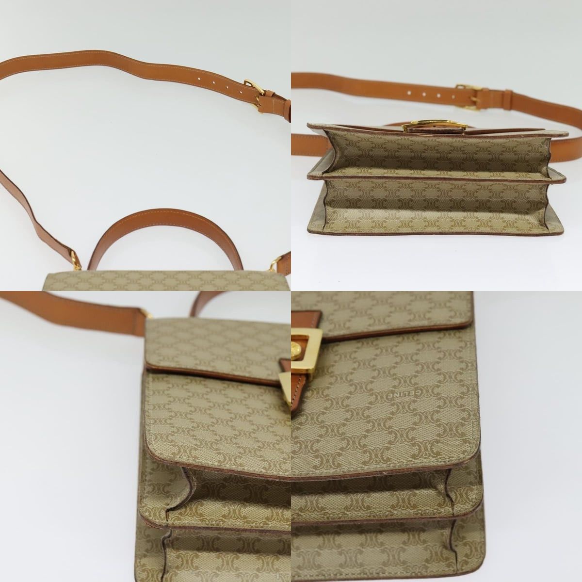 Celine CELINE Macadam Canvas Hand Bag Pvc Beige Gold Size ONE SIZE - 10 Thumbnail