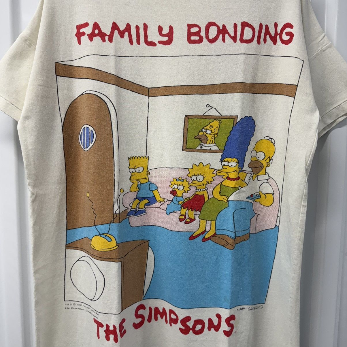 The Simpsons × Vintage RARE Vintage 1990 Simpsons Family Bonding Big Graphic Tee Size US L / EU 52-54 / 3 - 5 Thumbnail