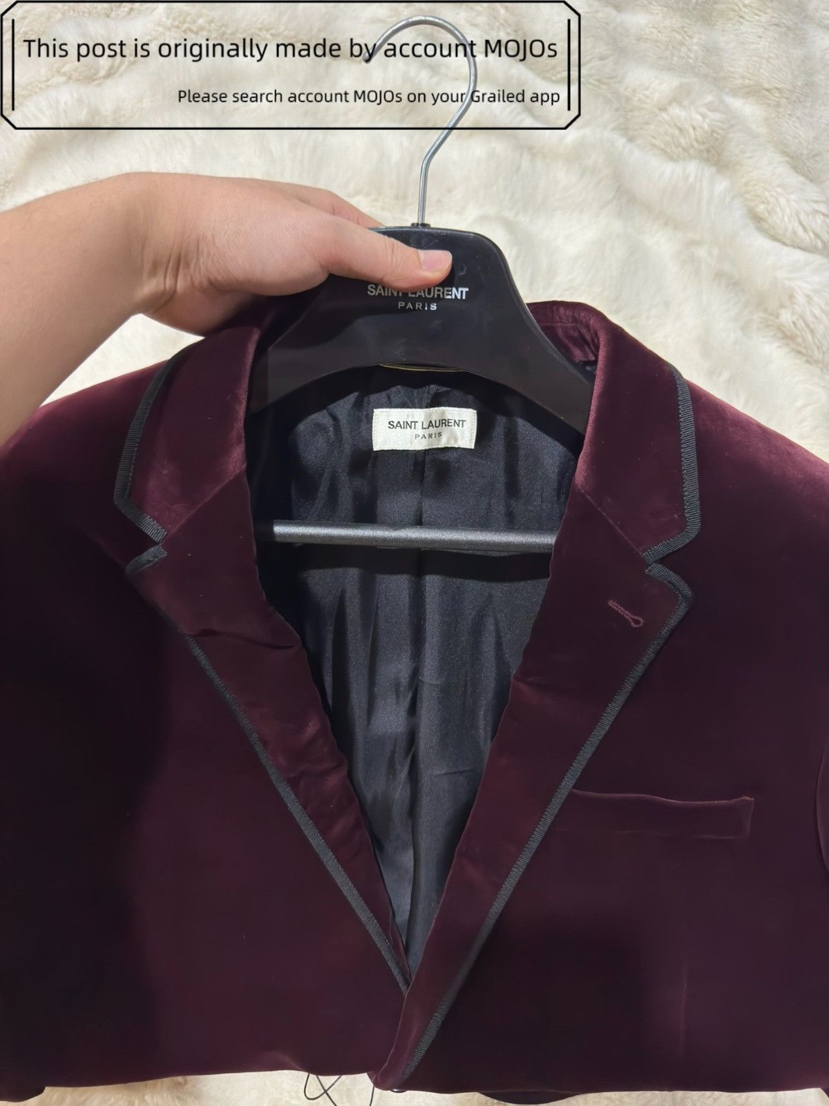 Saint Laurent Paris Sz 54 Saint Laurent Paris Wine Velvet Blazer Jacket mojos170 Size US L / EU 52-54 / 3 - 3 Thumbnail