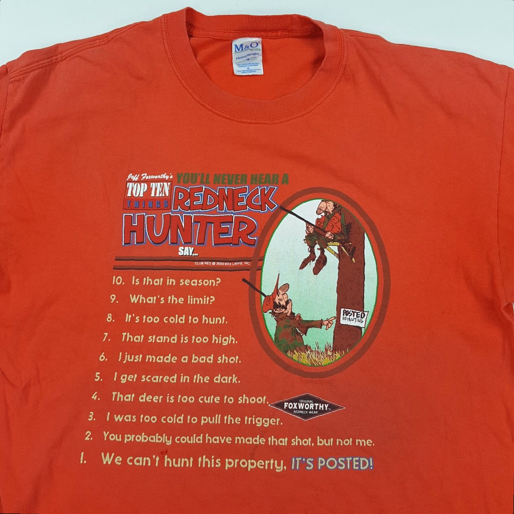Hunter VTG Jeff Foxworthy Redneck Hunter T-Shirt Men XL Orange Distressed Deer Retro Hunting 90s Y2K Graphic Print Shirt Size US XL / EU 56 / 4 - 2 Thumbnail