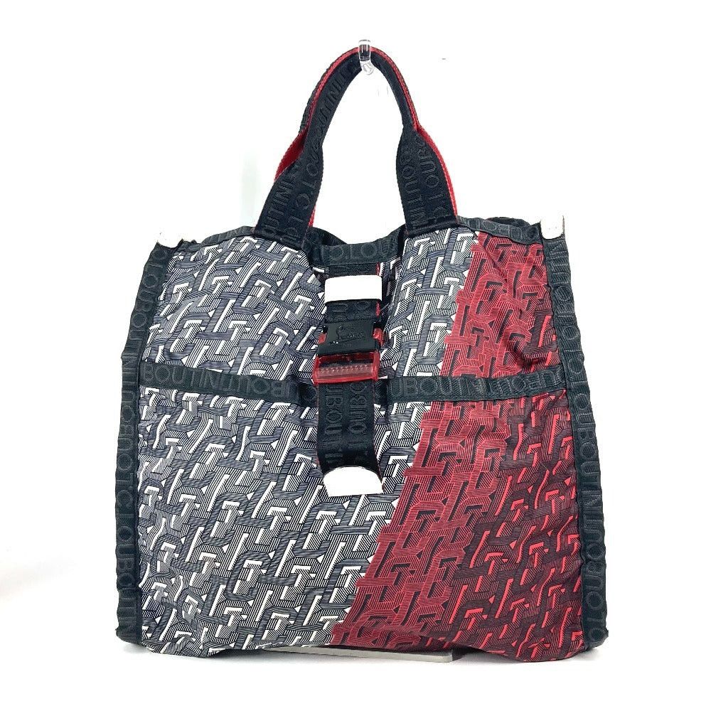 Christian Louboutin Logo 2 Way Bag Handbag Tote Briefcase Shoulder Nylon Unisex Red in Black, Women's