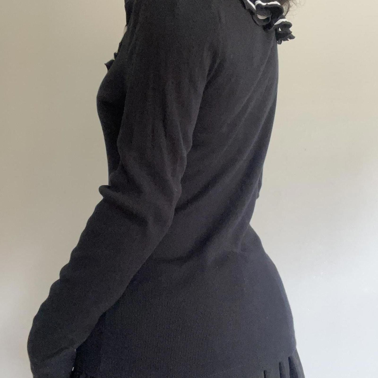 Lauren Ralph Lauren Navy blue ruffle neck sweater with white details #balletcore Size M / US 6-8 / IT 42-44 - 6 Thumbnail
