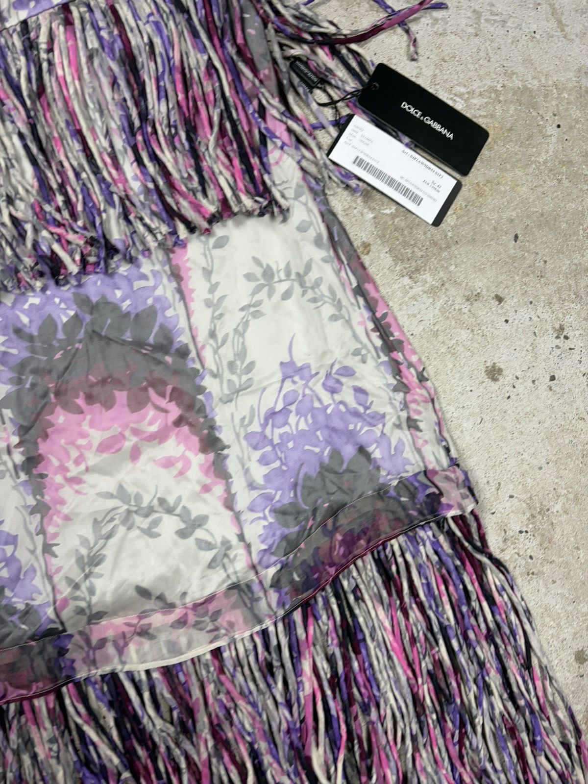 Dolce & Gabbana SS 2004 Dolce & Gabbana Silk Fringe Mesh Dress Size M / US 6-8 / IT 42-44 - 7 Thumbnail