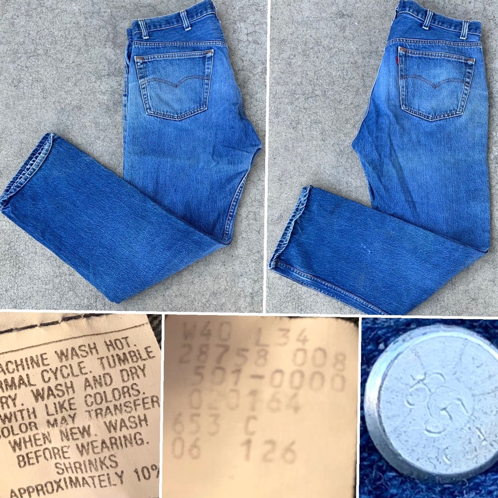 Levi's VINTAGE Levi’s 501 Jeans Button Fly Masculine Regular Inseam 31-34 Waist 38” Blue Denim Cotton 5-Pocket See Pics Mens Jeans Size US 40 / EU 56 - 6 Thumbnail