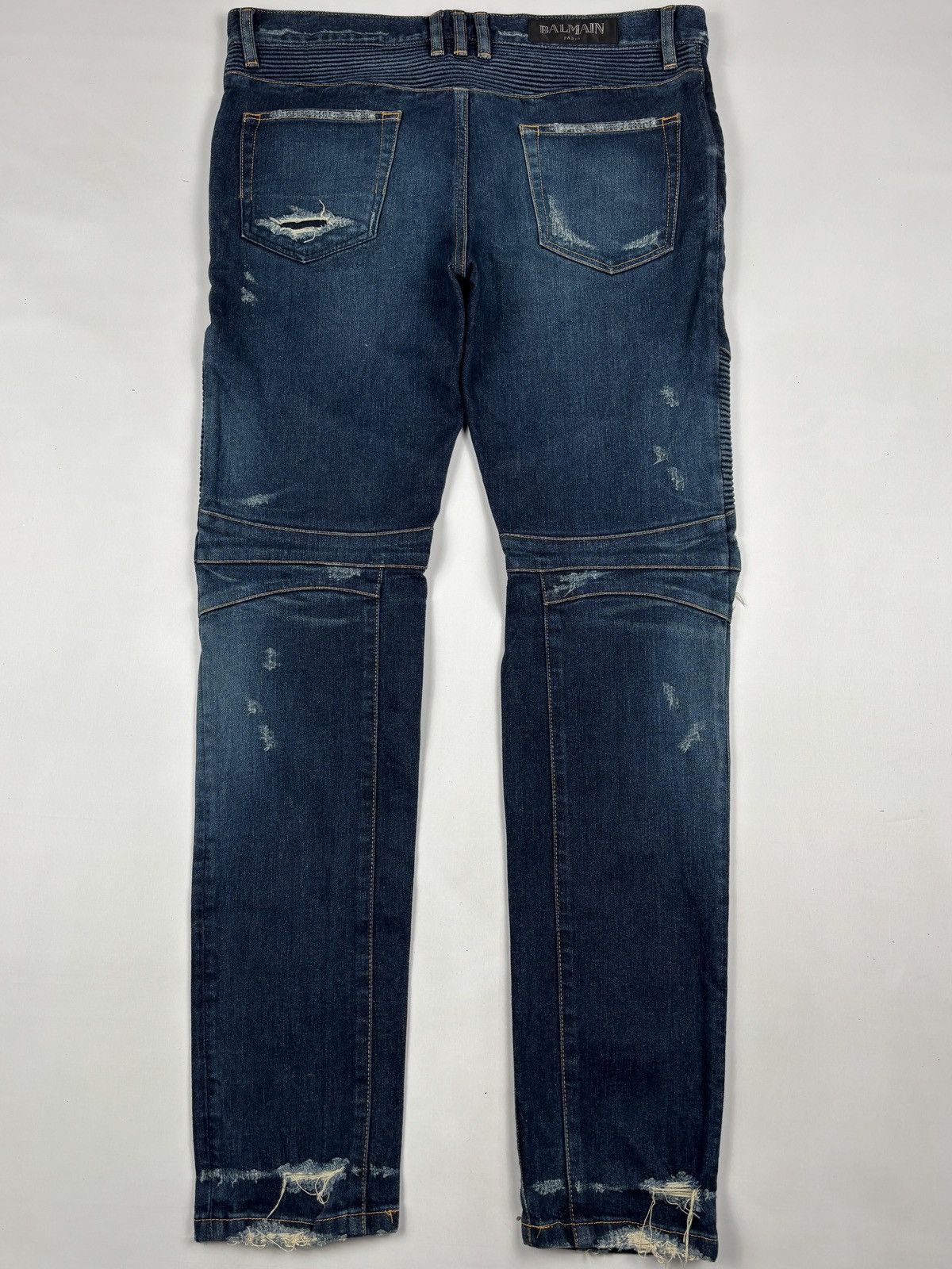 Balmain F/W 2016 Distressed Biker Denim Jeans Size US 37 - 2 Thumbnail