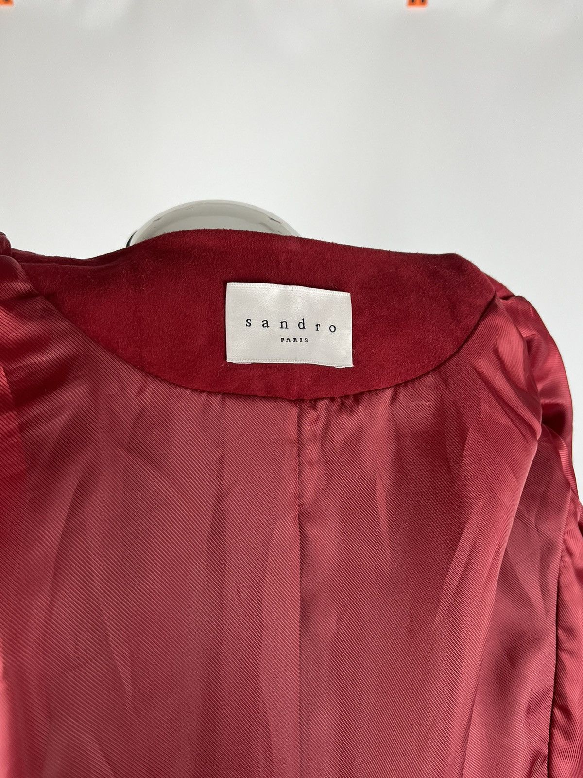 Designer × Sandro Womens leather jacket Sandro Paris Size 3 Color Red (0328) Size M / US 6-8 / IT 42-44 - 9 Thumbnail