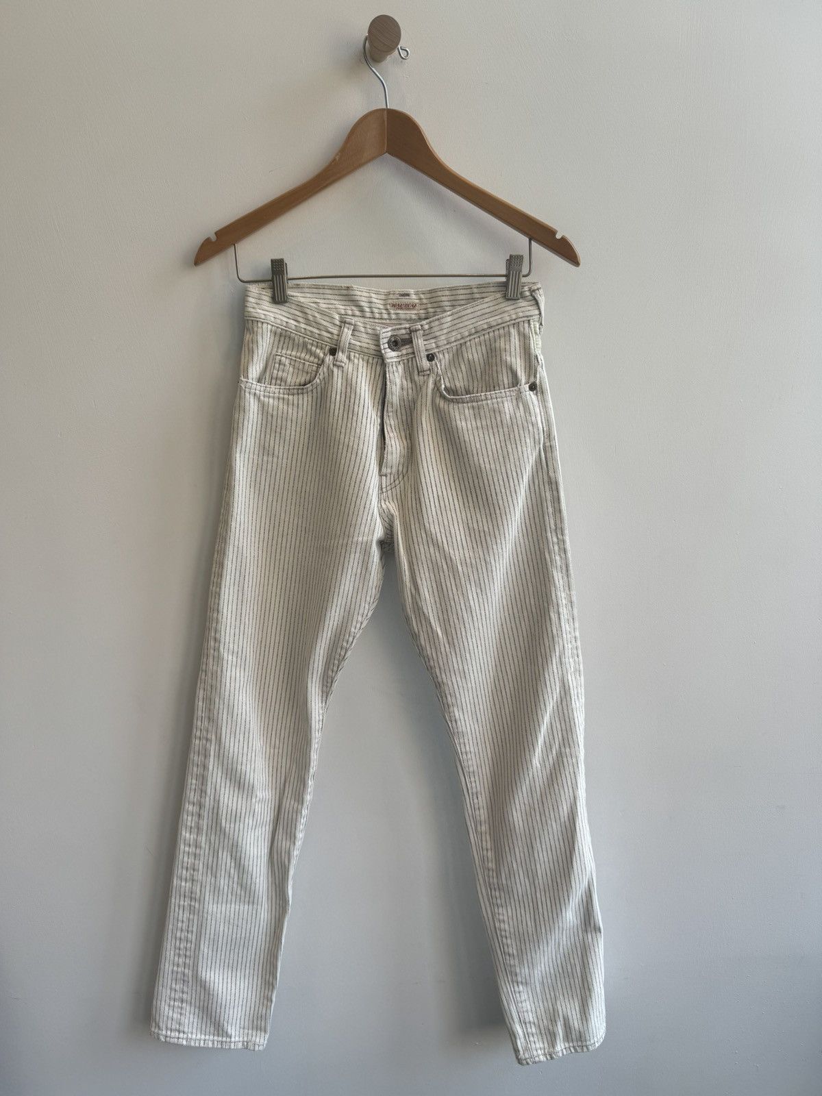 Kapital Kapital White Pinstripe Patchwork Denim Size 28" / US 6 / IT 42 - 1 Thumbnail