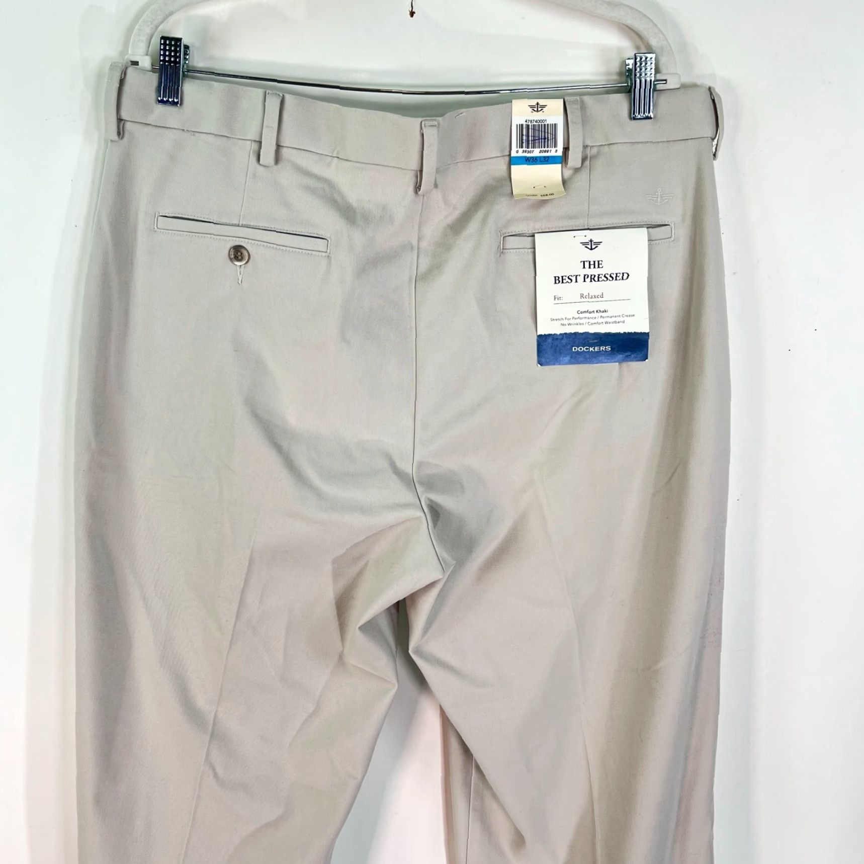 Dockers VINTAGE? No—But New Dockers Relaxed Fit Chino Pants Mens Size 36 Regular Beige 100% Cotton Flat Front Inseam 32" Straight Leg Work Casual Dresswear Size US 36 / EU 52 - 4 Thumbnail