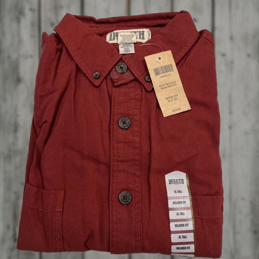 Vintage DULUTH Free Swingin’ Flannel Shirt Men XLT Tall Fit ABS Solid Style 89328 NWT Red Cotton Button-Up Long Sleeve Workwear Casual Mens Big & Tall Size US XL / EU 56 / 4 - 1 Thumbnail