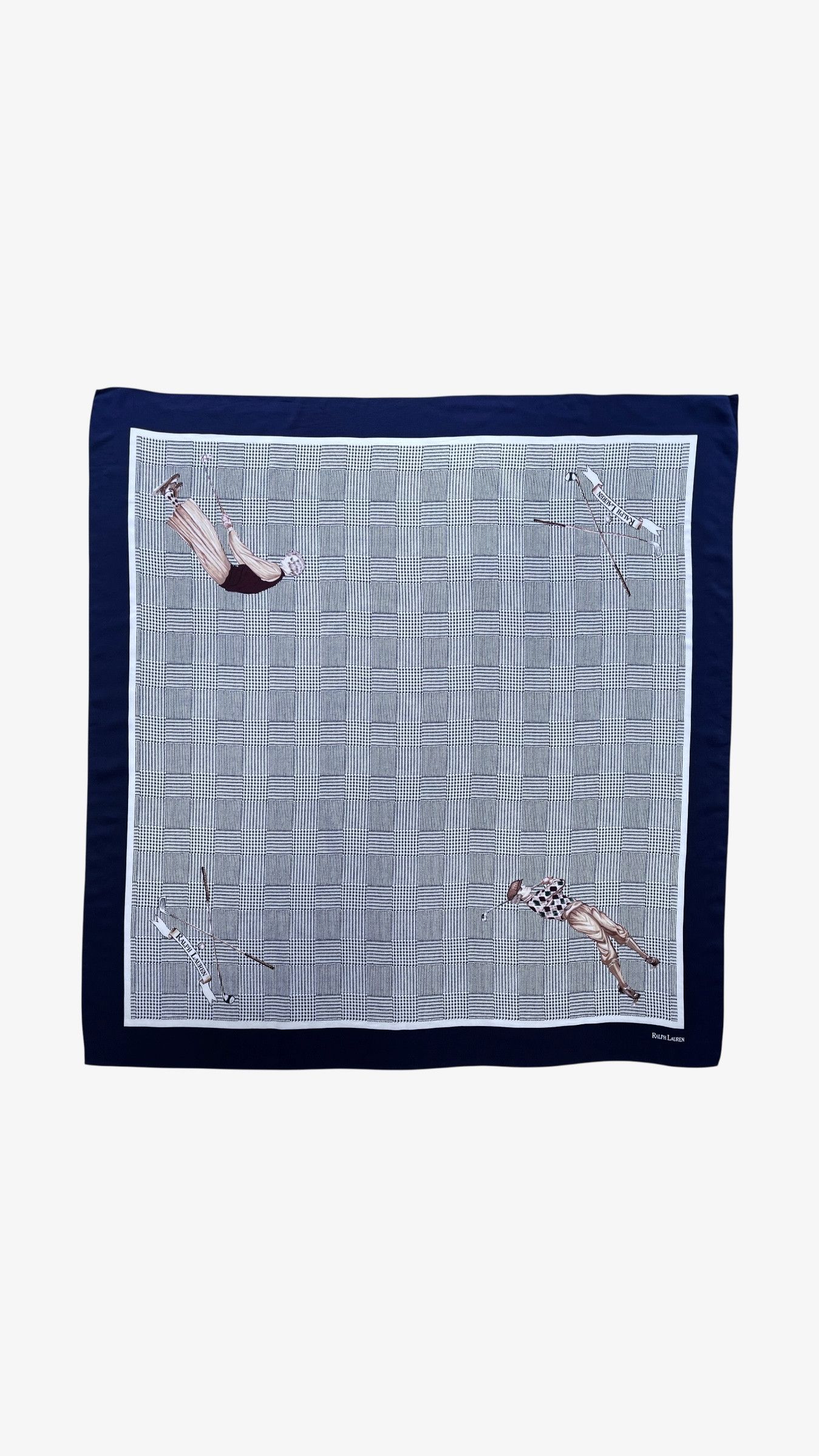 Ralph Lauren Vintage 90s Ralph Lauren Golf Player Houndstooth Silk Scarf Size ONE SIZE - 1 Thumbnail