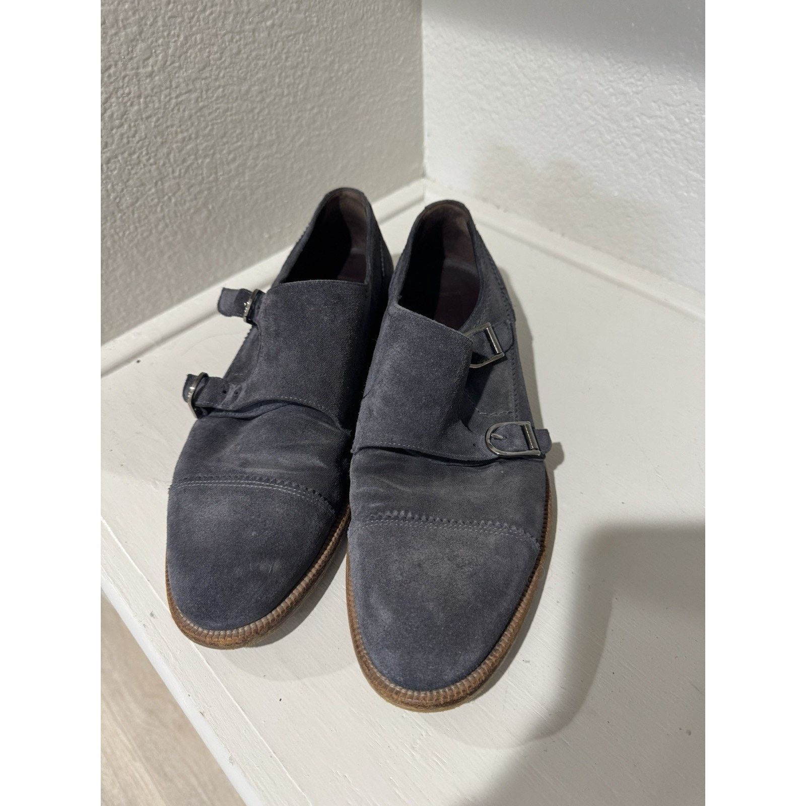 Ermenegildo Zegna Ermenegildo Zegna Charcoal Gray Suede Monk Strap Loafer sz9 Size US 9 / EU 42 - 1 Thumbnail