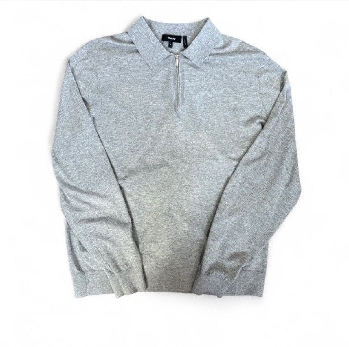 Theory Theory Grey Long Sleeve Quarter Zip Polo Shirt Size US M / EU 48-50 / 2 - 2 Thumbnail