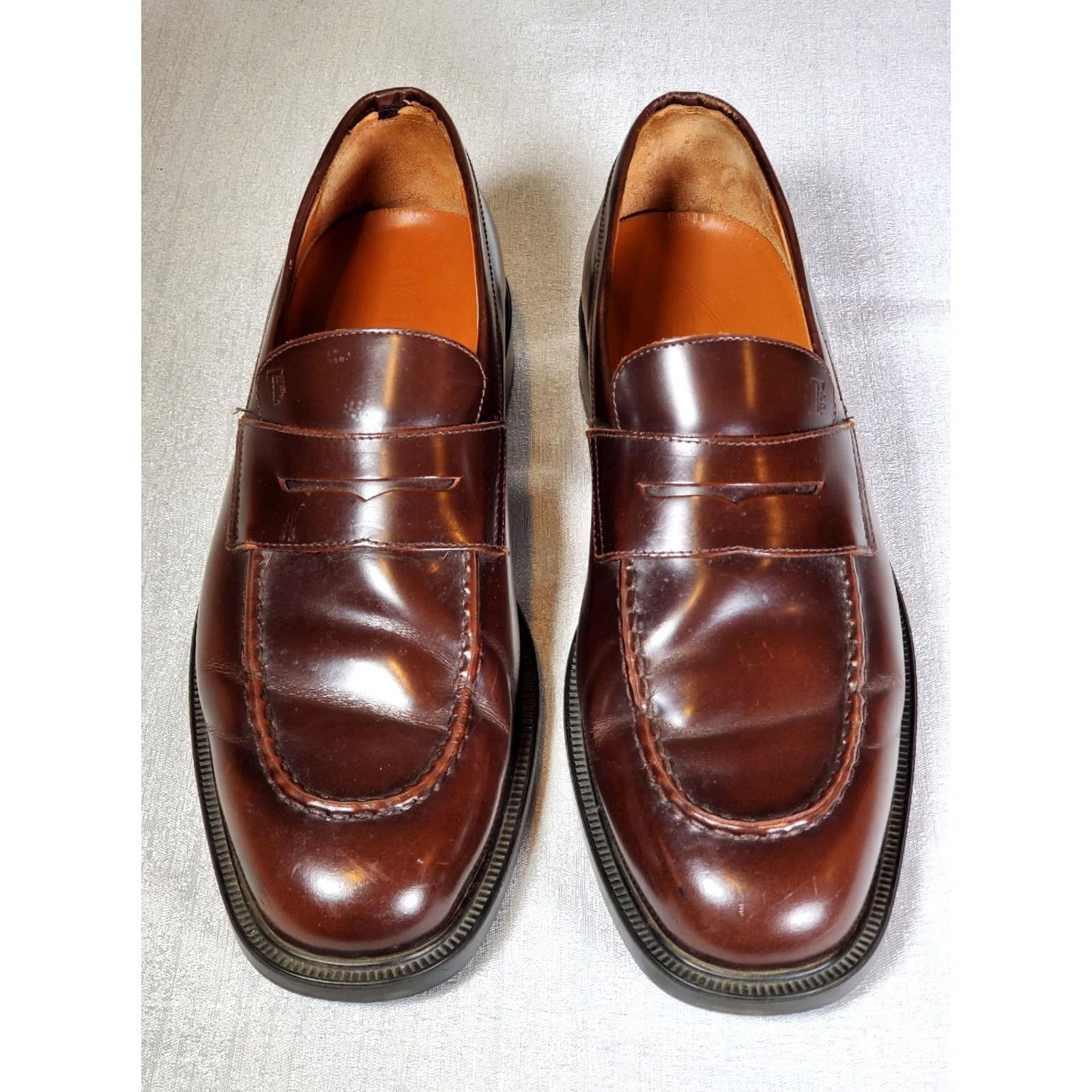 Vintage EUC Tod's Penny Loafers Brown Leather Slip On Men's Size US 10 UK 9 Dress Shoes Size US 9 / EU 42 - 6 Thumbnail