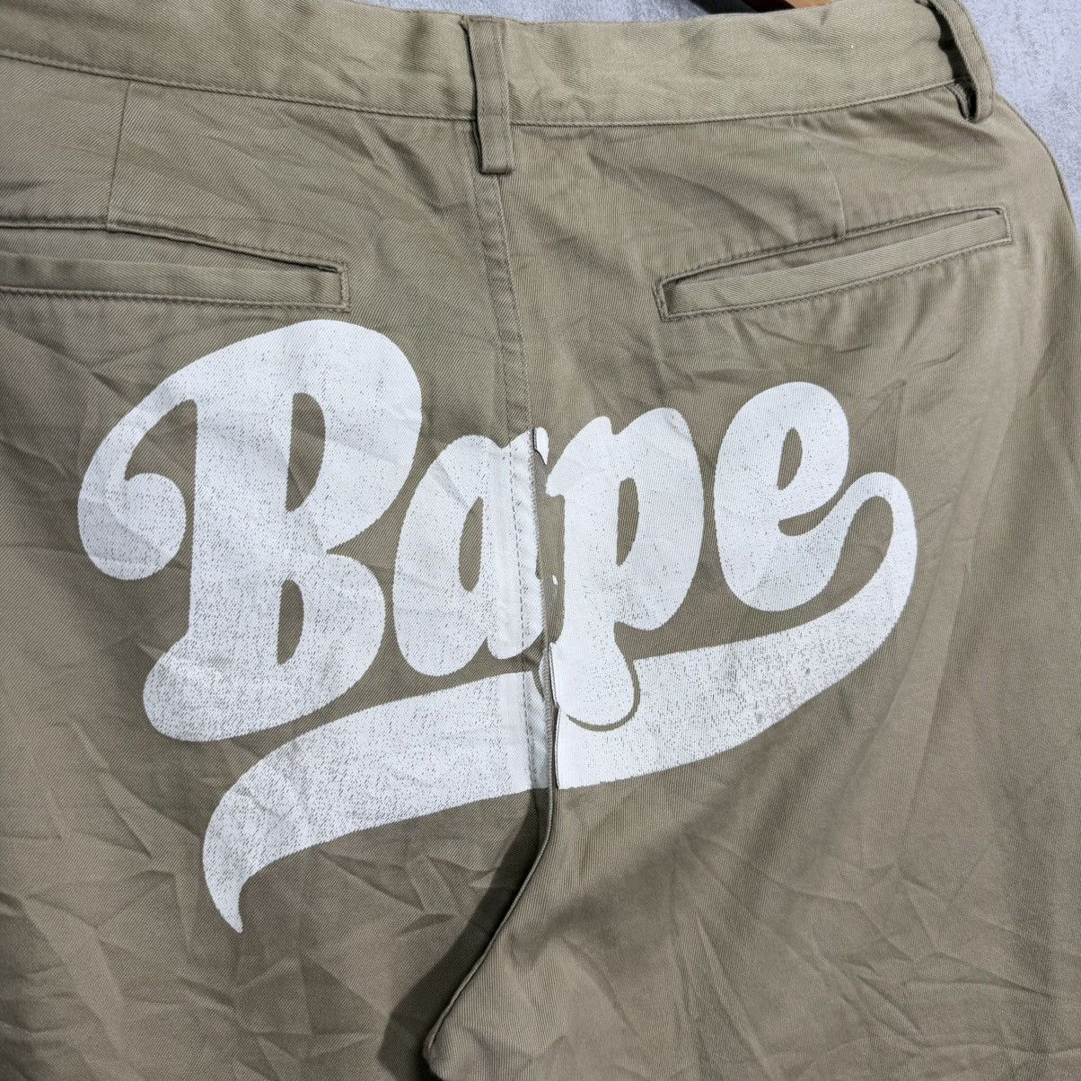 Bape BAPE Vintage Script Logo Chino Pants - Khaki/Tan - Size M Size US 31 - 4 Thumbnail