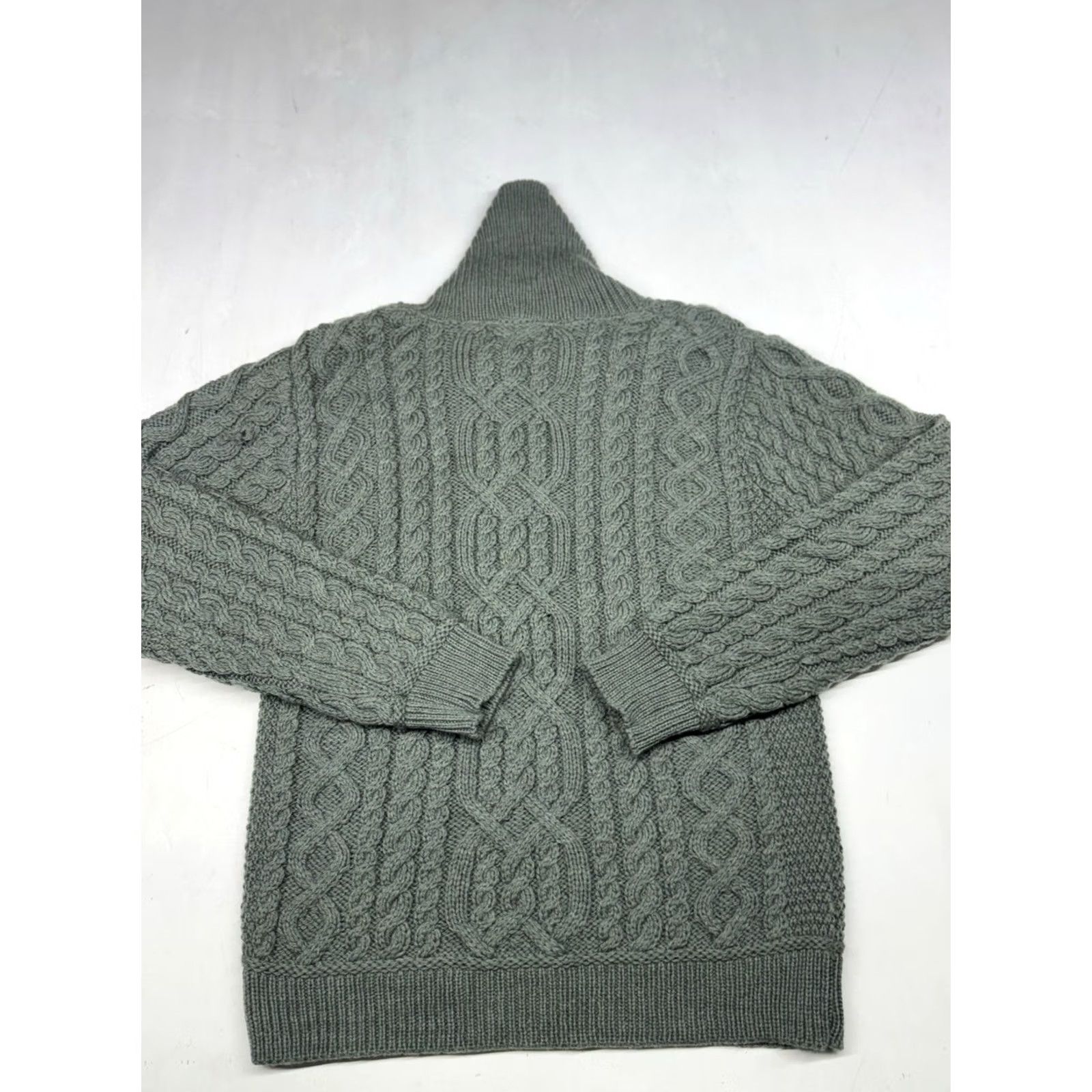 Vintage VINTAGE Aran Crafts Shawl Collar Sweater Mens XL 100% Merino Wool Cable Knit Fisherman Size US XL / EU 56 / 4 - 7 Thumbnail