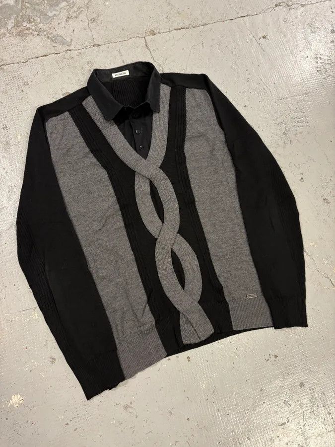 Dirk Bikkembergs 2000s Dirk Bikkembergs Black Merino Wool Contrast Hybrid Shirt & Sweater Size US M / EU 48-50 / 2 - 4 Thumbnail