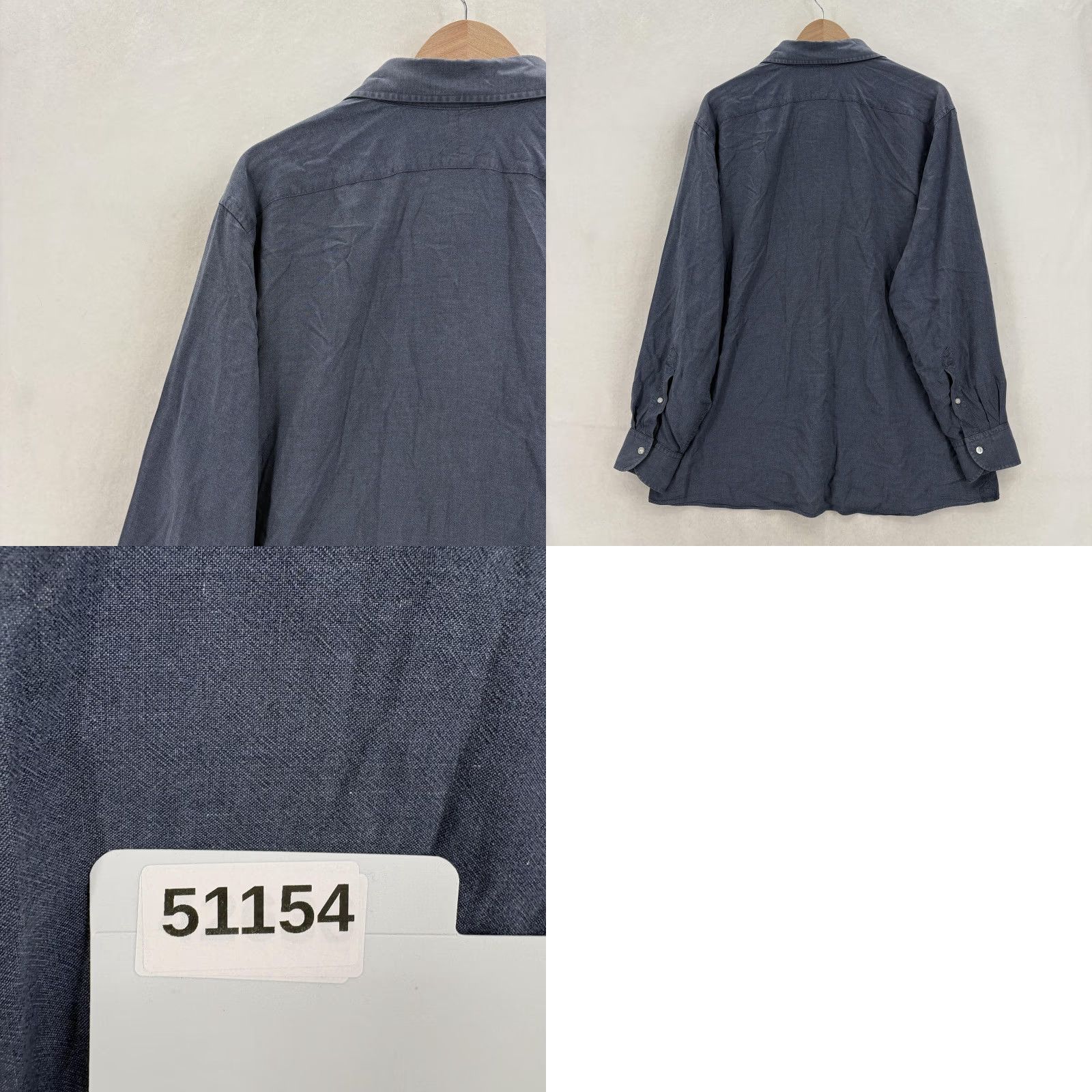 Proper Cloth Proper Cloth Shirt Mens 3XL Blue Solid Long Sleeve Twill Button Up Casual Size US XXL / EU 58 / 5 - 9 Thumbnail