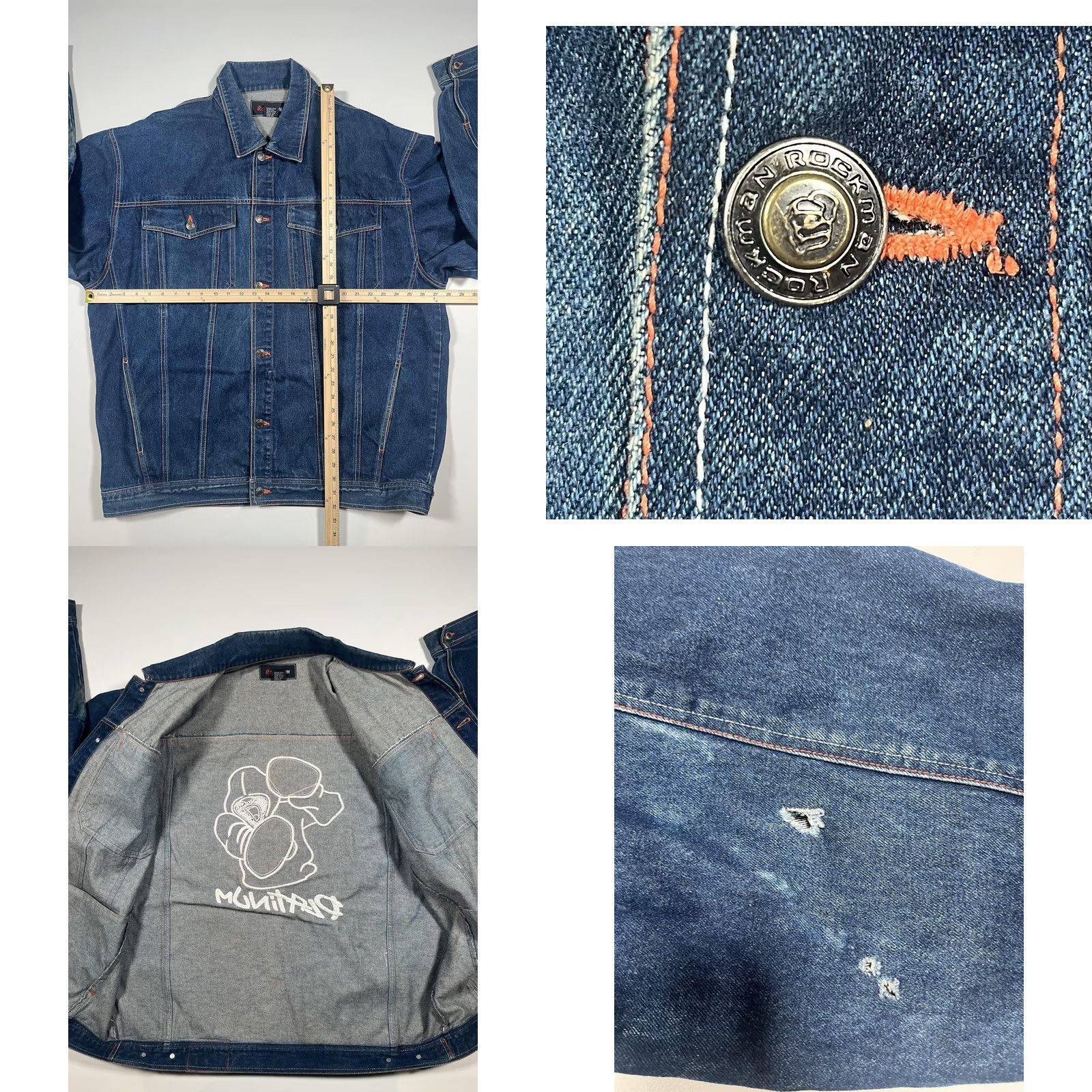 Vintage VINTAGE RockMan Denim Jacket Mens 3XL Blue Platinum Graphic Trucker 90s Y2K Jeans Jacket Mens Blue RockMan Graphic Trucker 90s Vintage Hip Hop Jacket Size US XXL / EU 58 / 5 - 8 Thumbnail