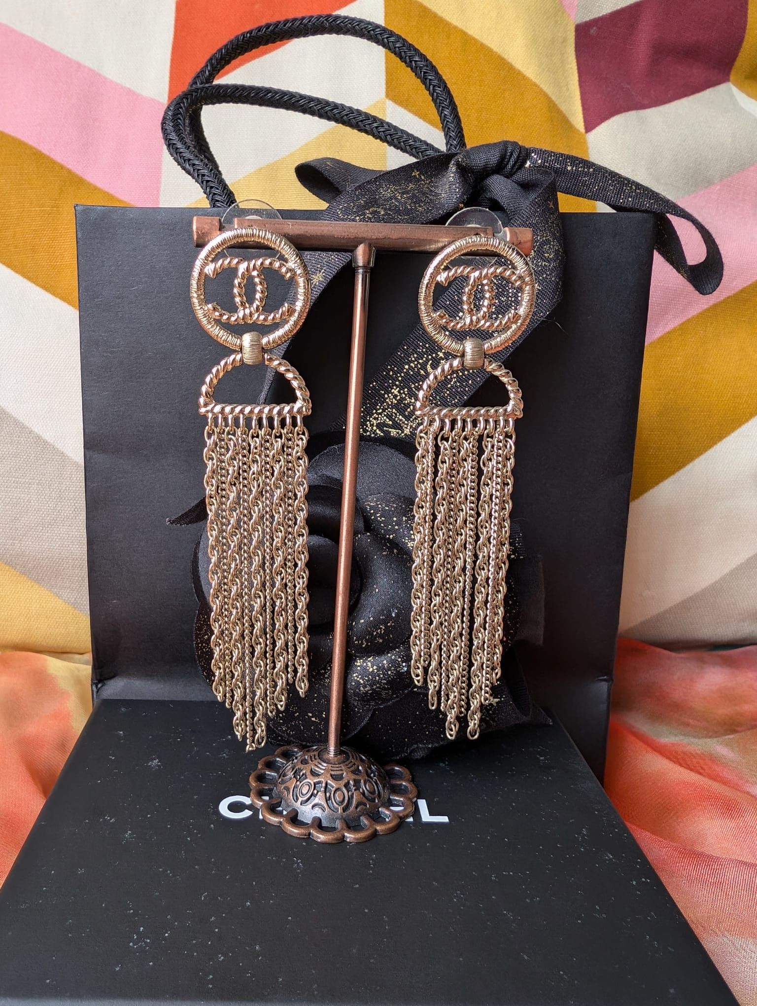 Chanel Chanel CC A16S Chain Long Logo GHW CocoMark Earrings Box Size ONE SIZE - 1 Thumbnail