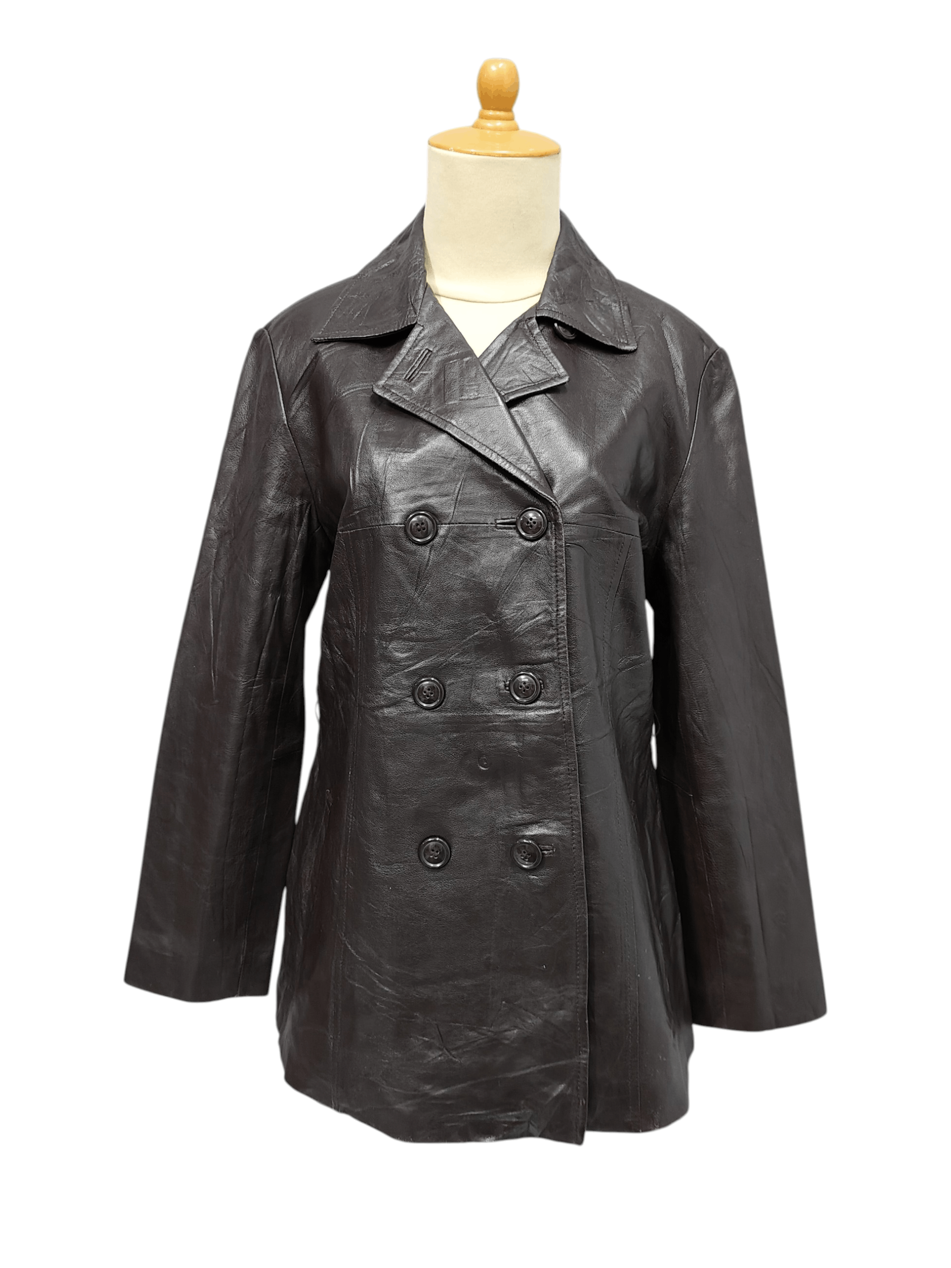 Japanese Brand 00s Rang Musee- Double Breasted Sheepskin Leather Peacoat Size L / US 10 / IT 46 - 1 Thumbnail