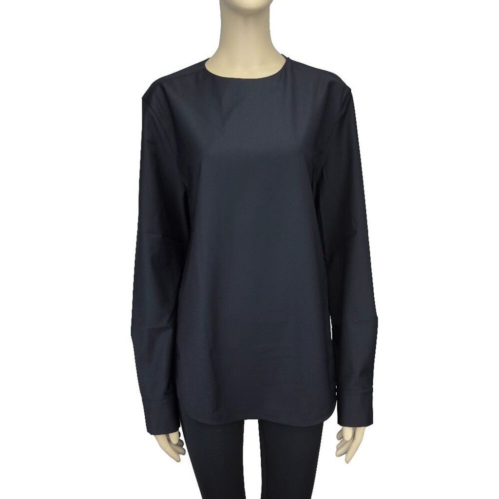 Cos COS Buttoned Shoulder Minimalist Dark Blue Top Blouse sz S Size XS / US 0-2 / IT 36-38 - 1 Thumbnail