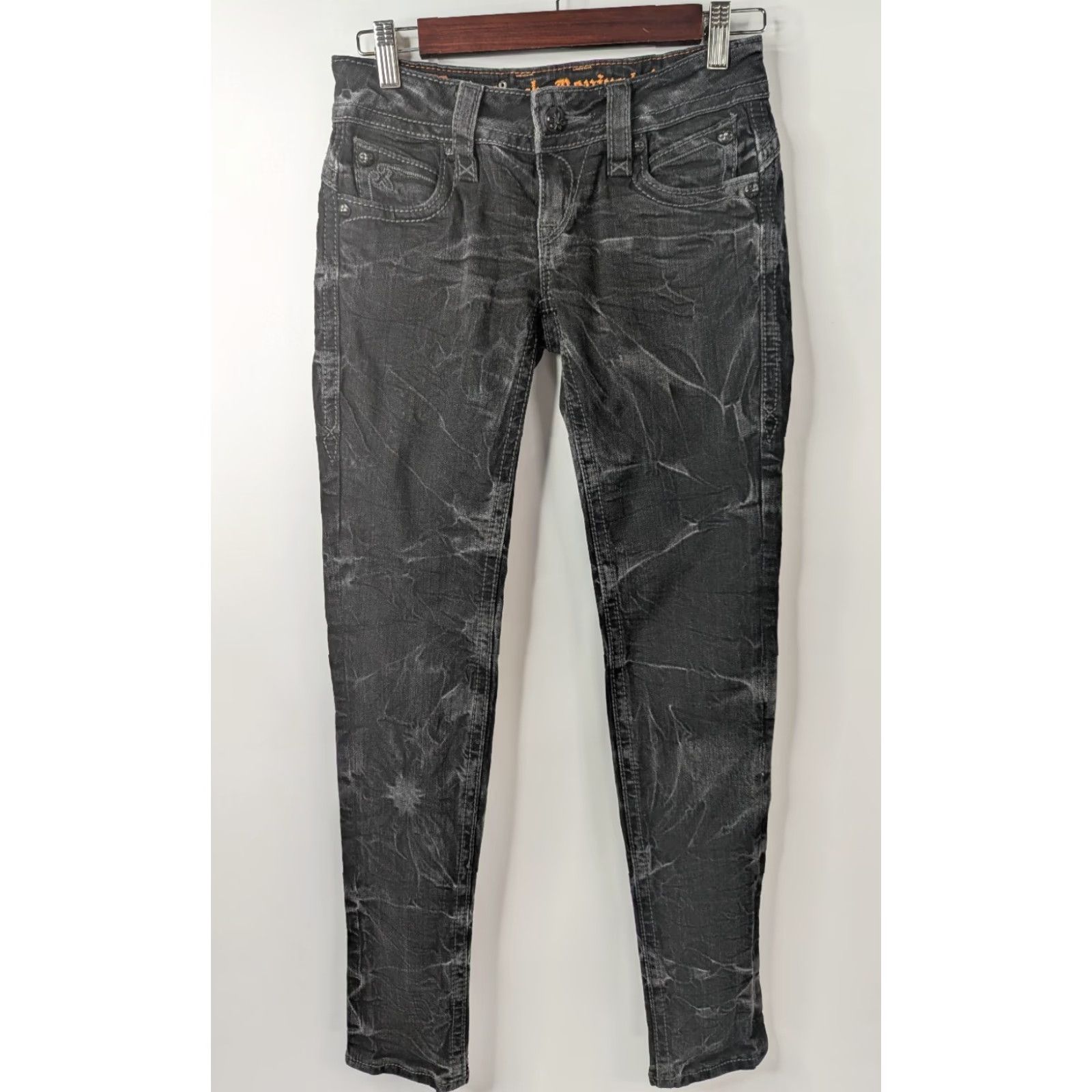 Vintage Rock Revival Rock Revival Jeans Skinny Rock Revival Pat Skinny Jeans Women’s Size 25 Low Rise Black Acid Wash RRJ8185SK Size 42" / US 20 - 2 Thumbnail