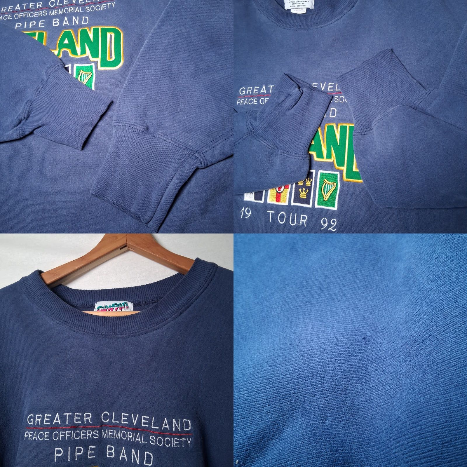 Vintage VINTAGE Graffiti Cleveland Peace Officers Memorial Society Pipe Band Sweatshirt 2X Ireland Vtg Mens Crew Neck Pullover Blue Embroidered Size US XXL / EU 58 / 5 - 9 Thumbnail
