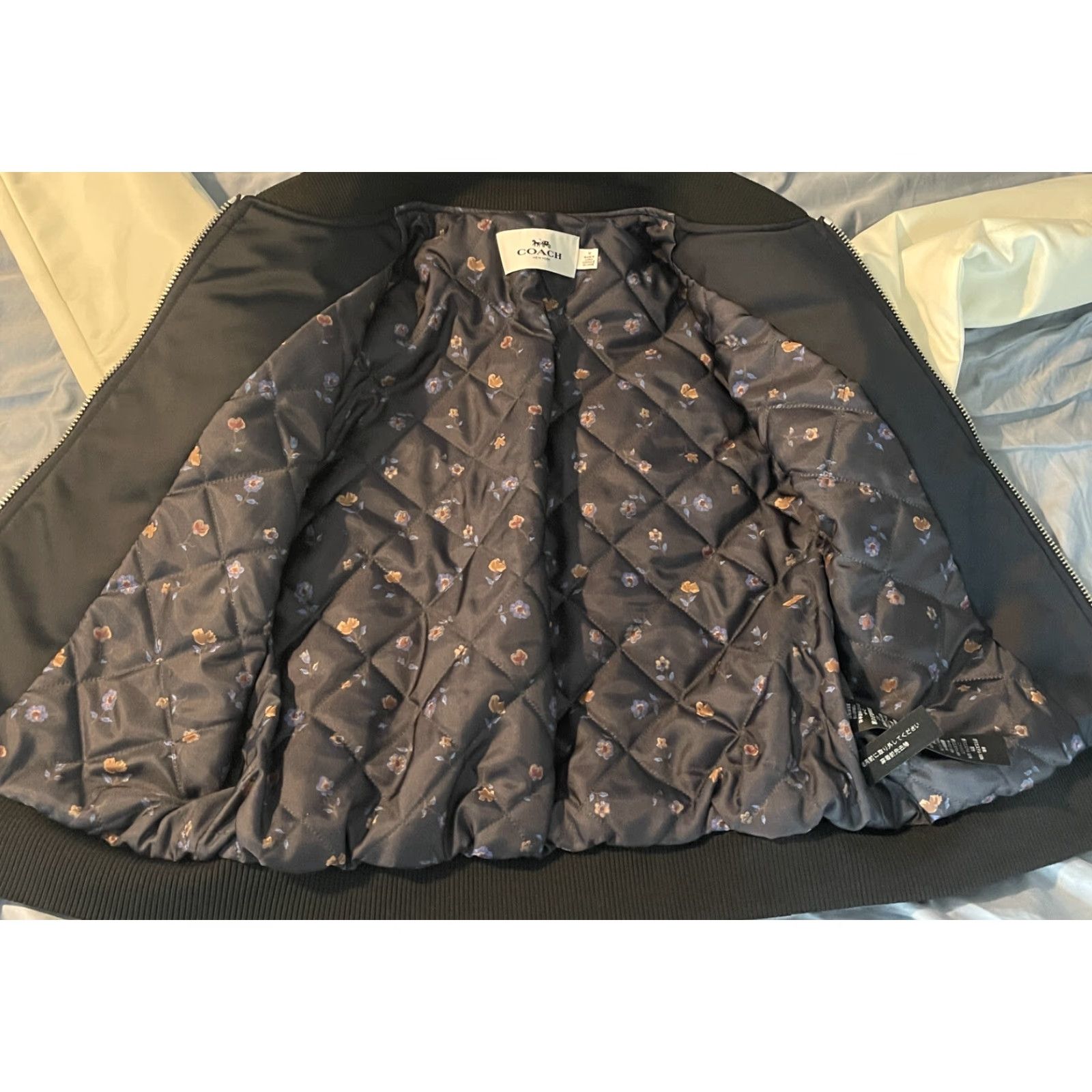 Coach Coach Bomber Jacket Women's Cropped Embroidered Floral Navy Blue M Size M / US 6-8 / IT 42-44 - 7 Thumbnail