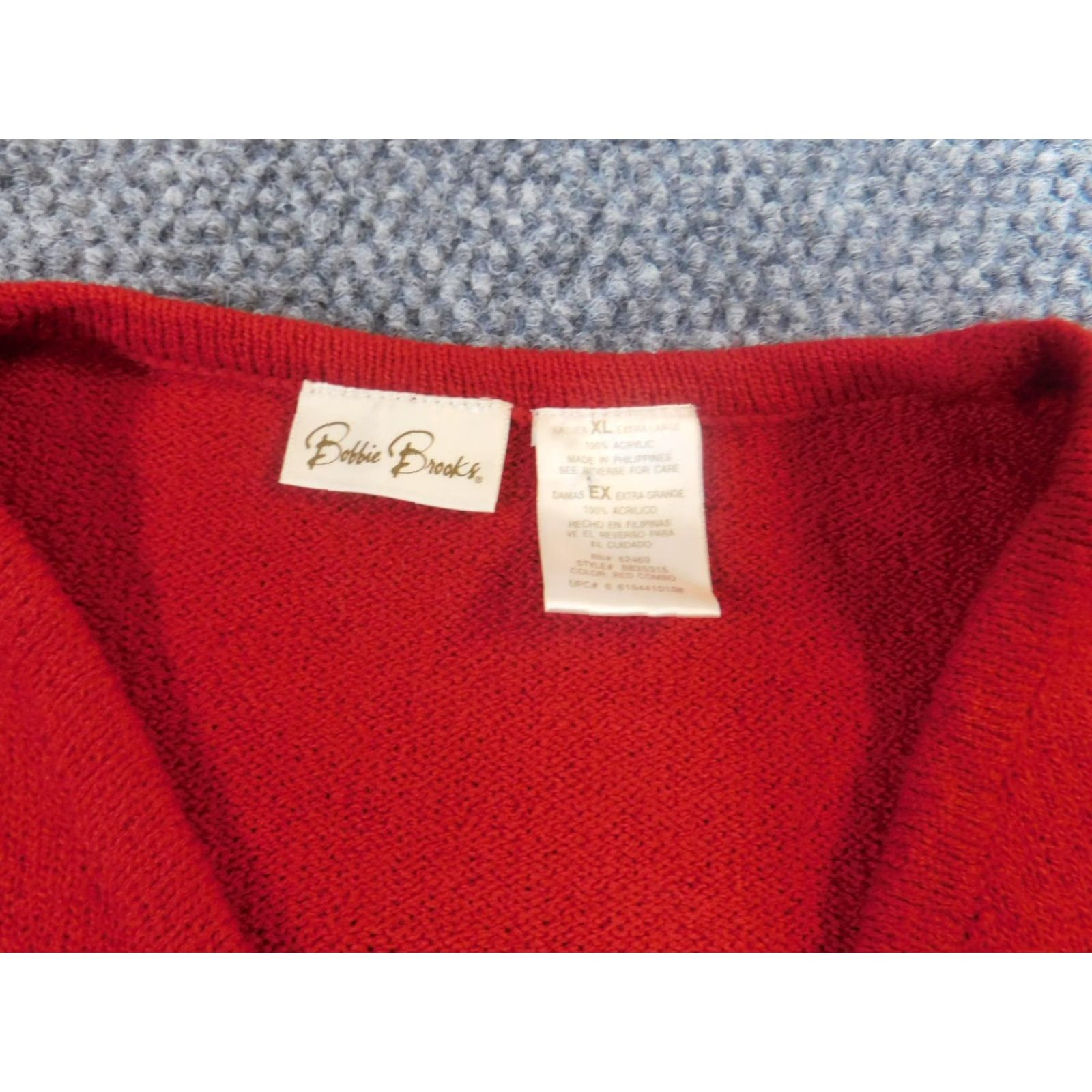 Vintage Bobbie Brooks Womens Cardigan Sweater XL Red Crewneck Pullover Knit Size XL / US 12-14 / IT 48-50 - 5 Thumbnail