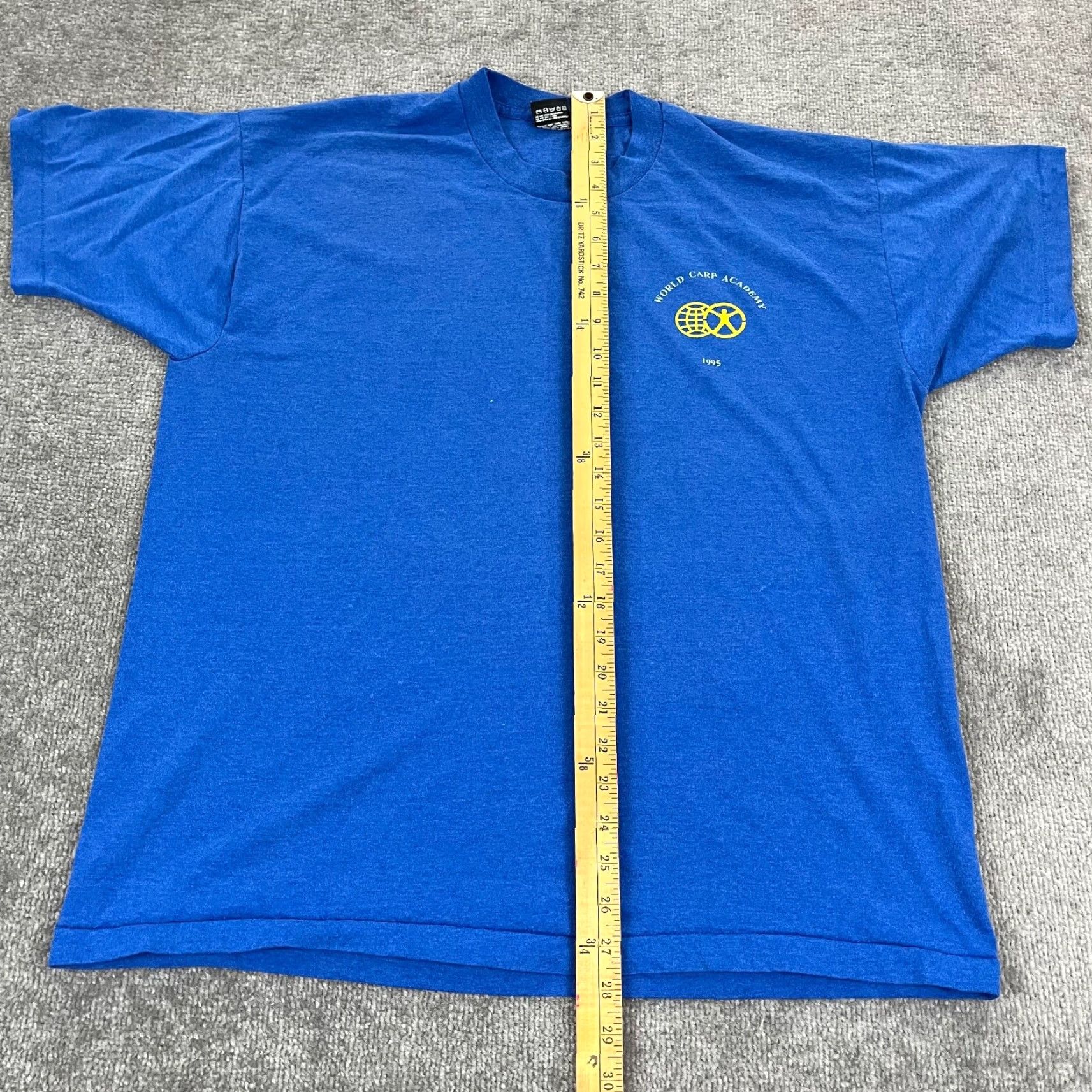 Fruit Of The Loom VINTAGE Fruit of the Loom Shirt Mens XL Blue World Carp Academy Graphic Tee USA 1995 90s Size US XL / EU 56 / 4 - 7 Thumbnail