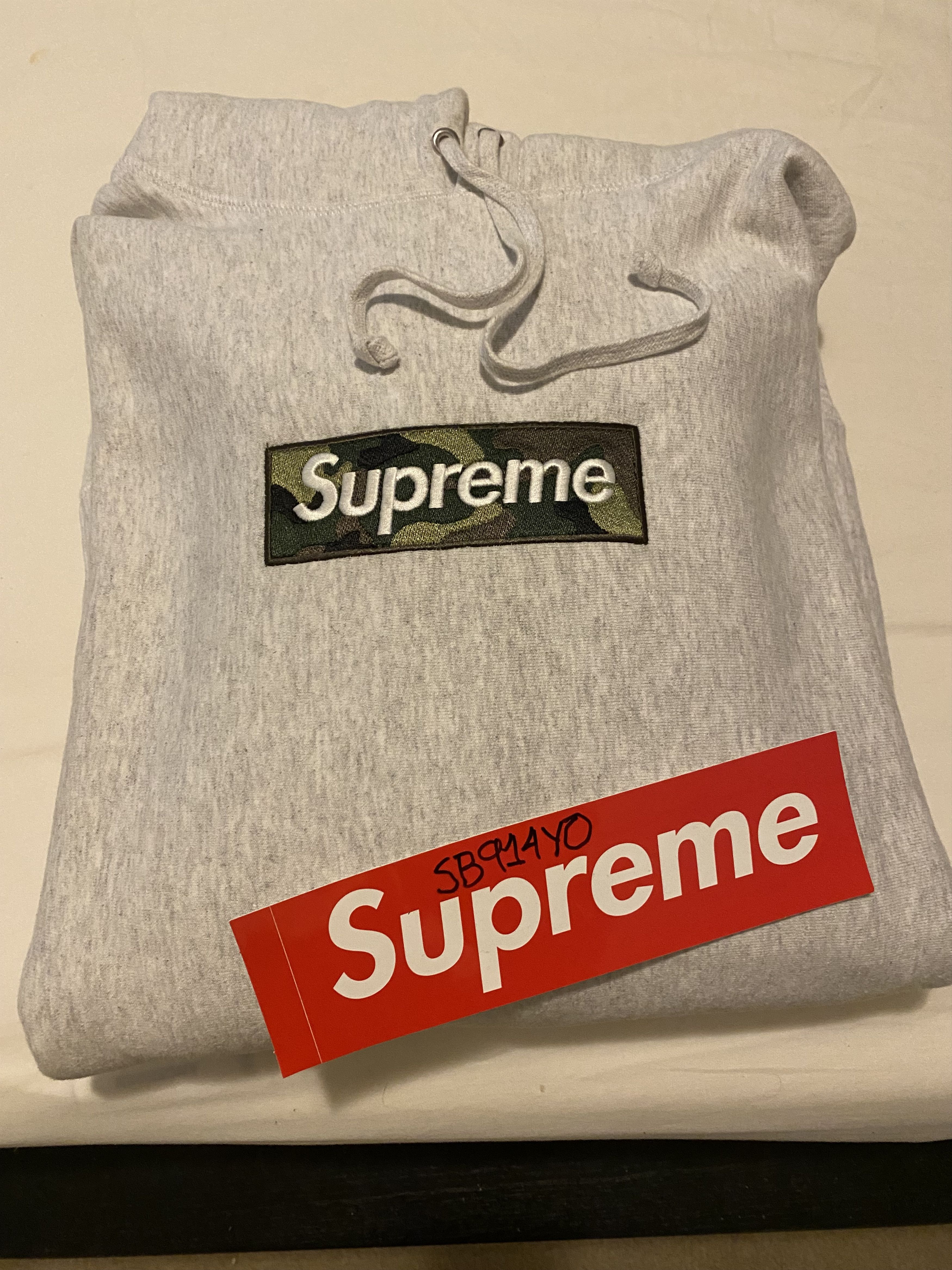 Supreme XL Supreme box logo hoodie heather grey sweatshirt hooded