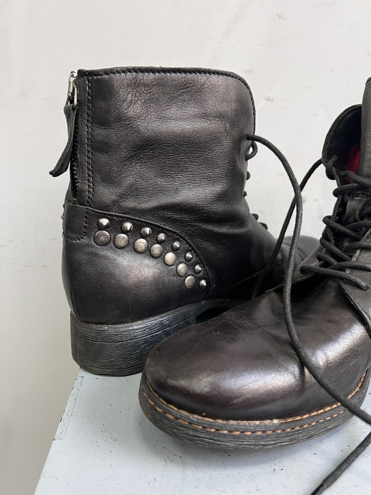 Hedi Slimane Lace-up black leather boots rock A.S 98 vintage style Size US 8 / EU 41 - 11 Thumbnail