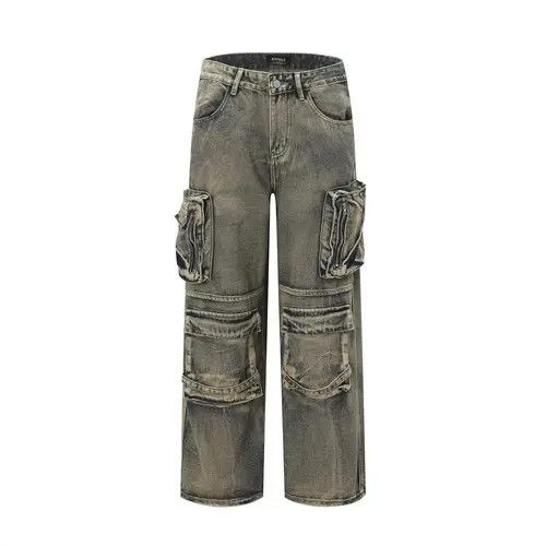 Japanese Brand Streetwear Cargo Multi Pocket Loose Baggy Pants Jeans Size US 31 - 7 Thumbnail