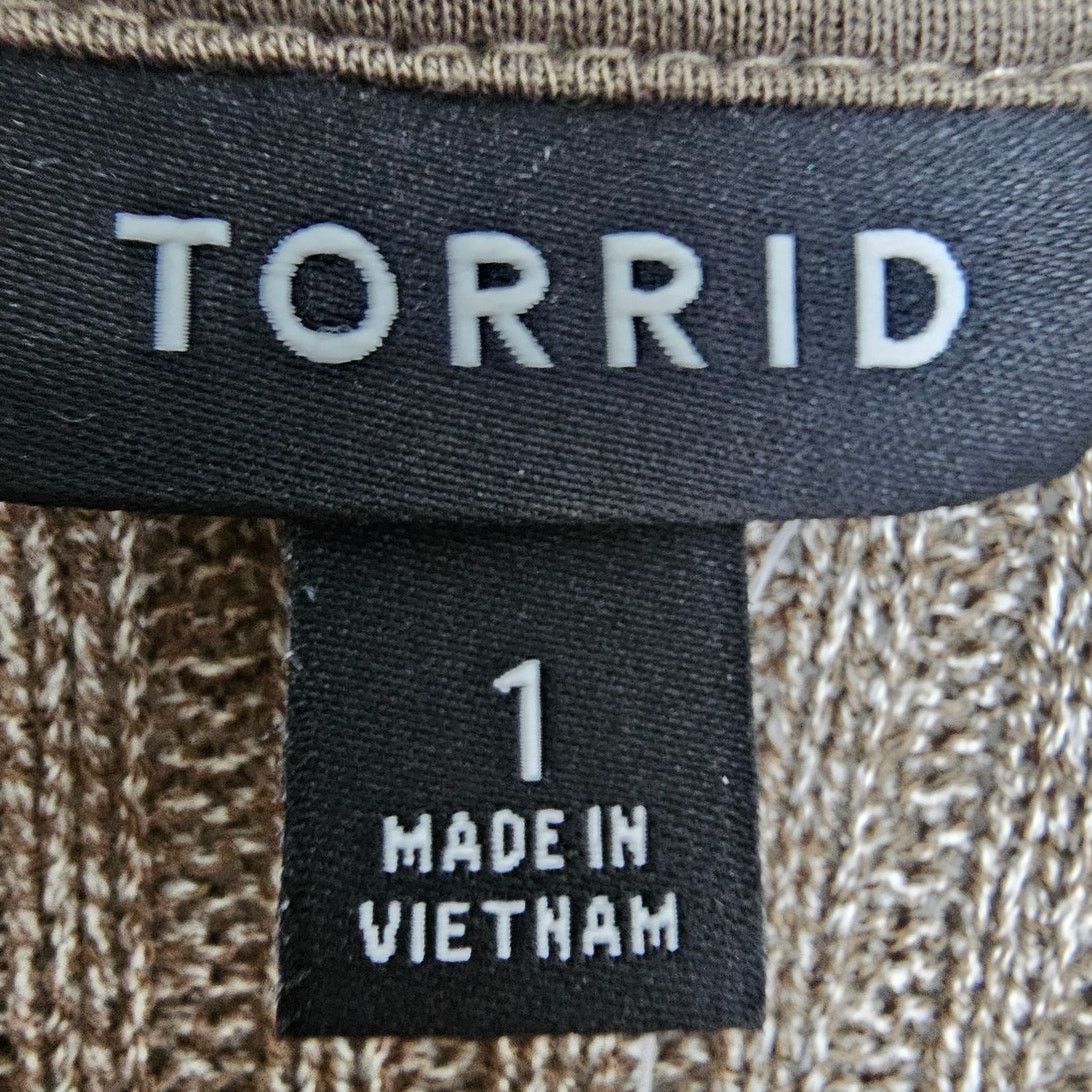Corridor Torrid Womens Ribbed Collared Hacci Knit Bronze Sweater Size XL / US 12-14 / IT 48-50 - 7 Thumbnail