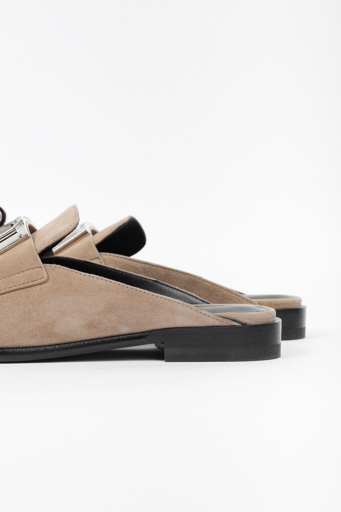 Hermes Hermes Lota Beige Sable Suede Kelly-Buckle Mules Size US 9 / IT 39 - 9 Thumbnail