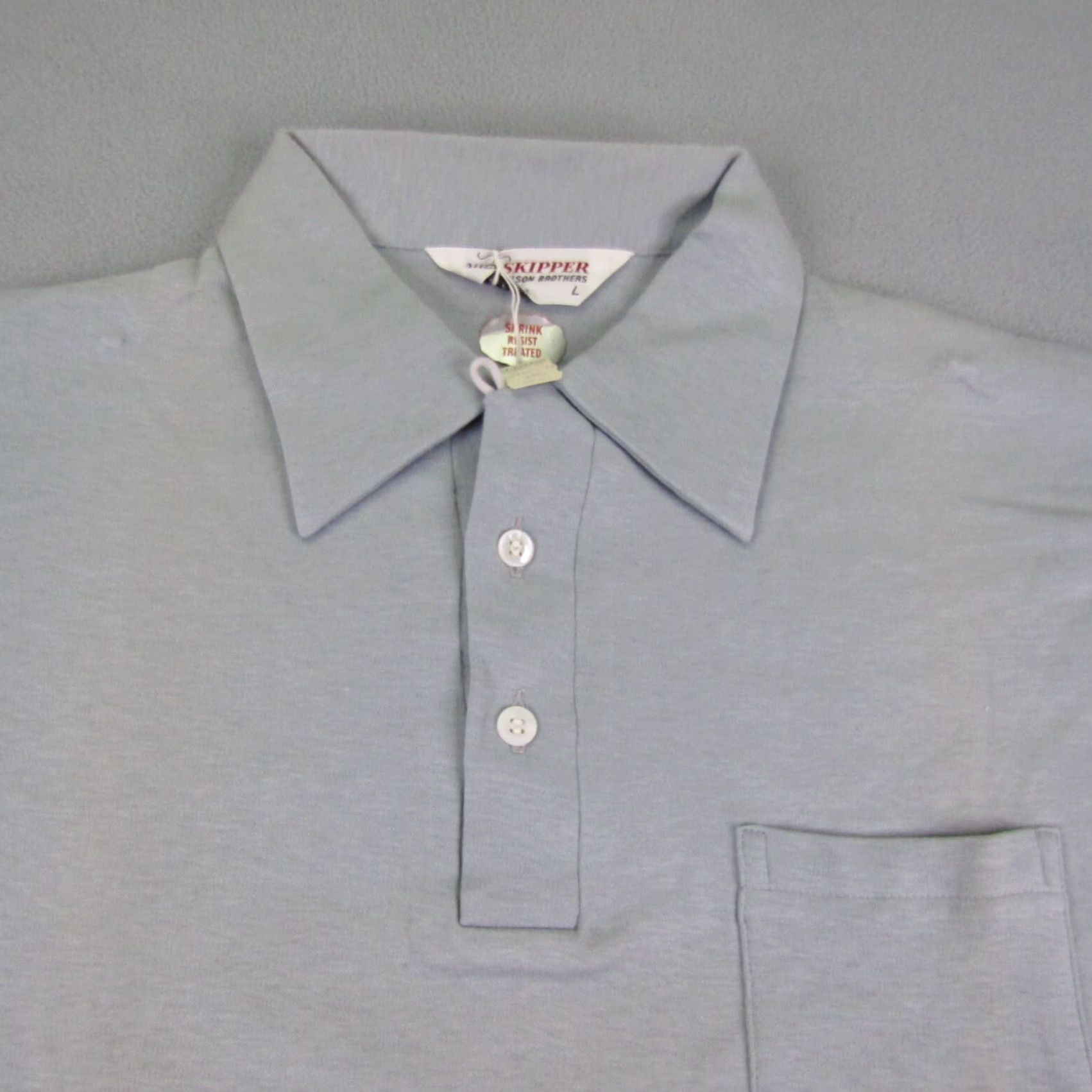 Wilson VINTAGE Skipper Wilson Brothers Polo Shirt Large Blue Deadstock True 60s Mens Size US L / EU 52-54 / 3 - 2 Thumbnail