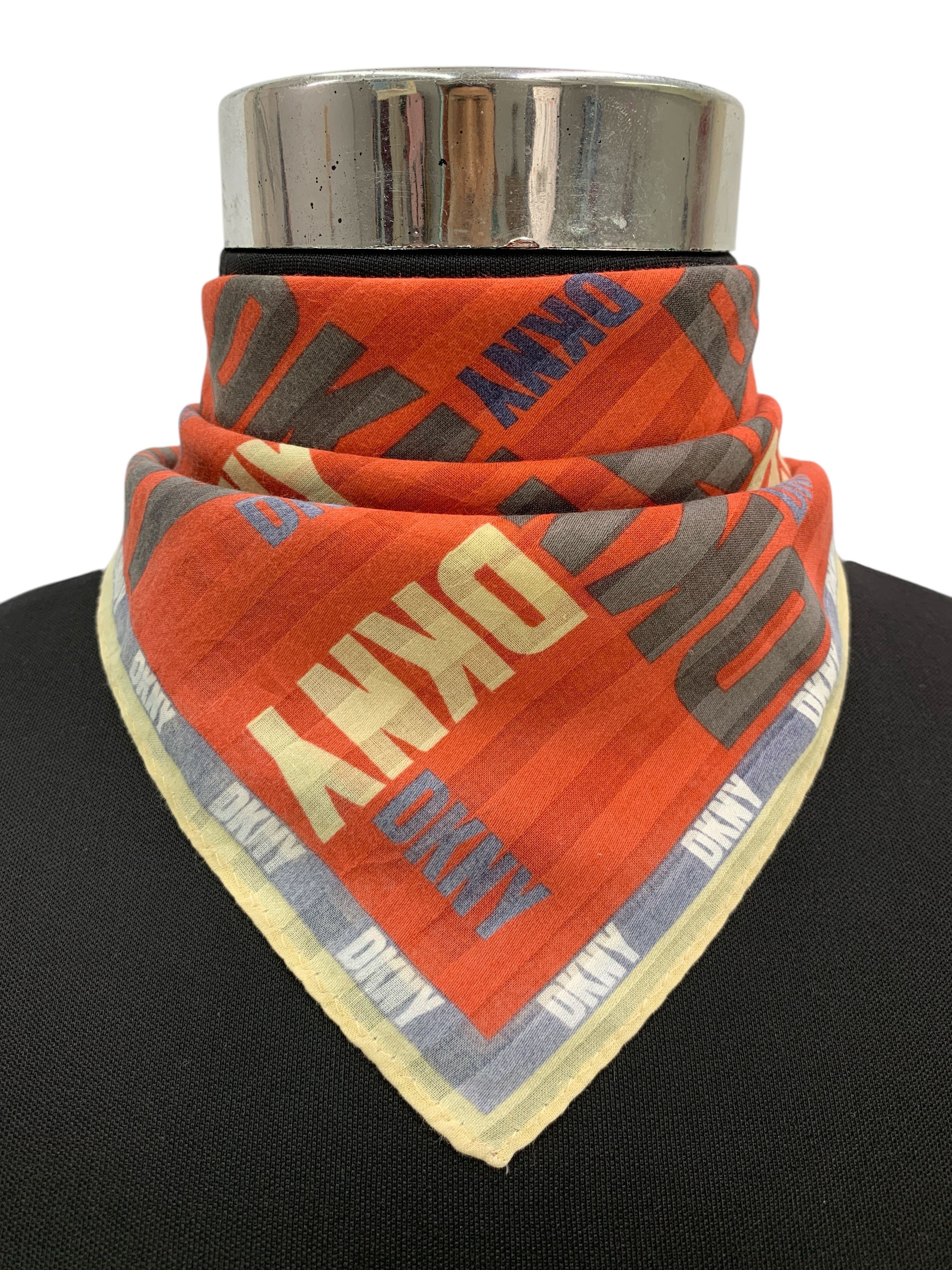 DKNY × Vintage Vintage DKNY Monogram Scarf Handkerchief - HKA971 Size ONE SIZE - 1 Thumbnail
