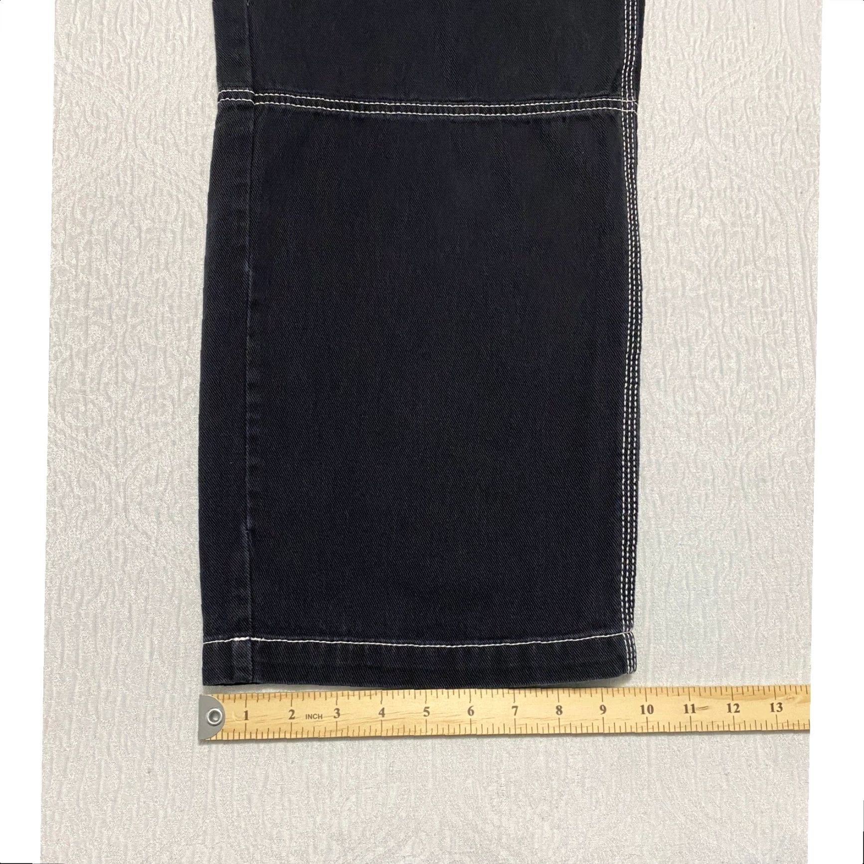 H&M H&M Divided Women's Black Wide Leg Cargo Jeans Contrast Stitch Size 34 Size 24" / US 00 / IT 34 - 8 Thumbnail