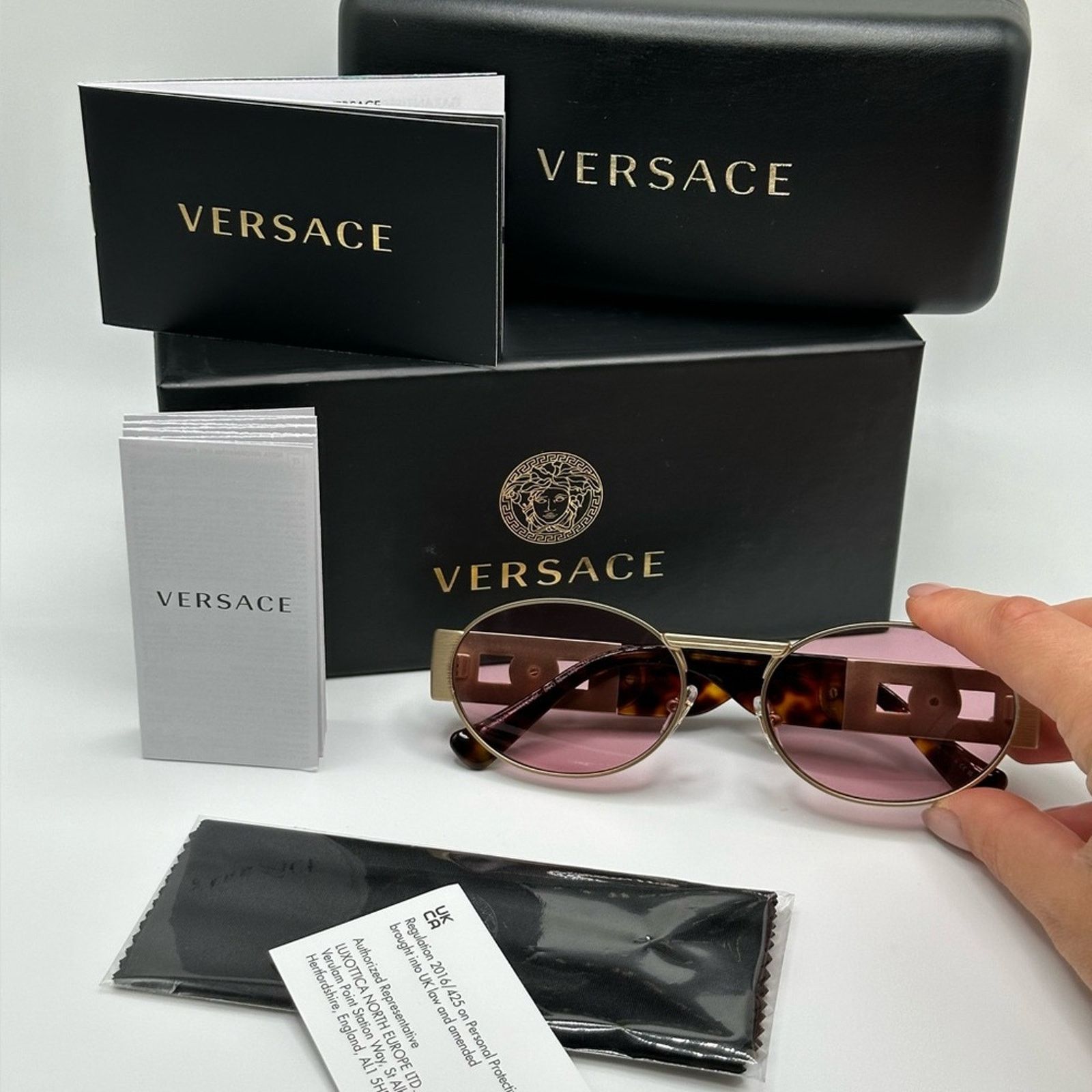 Versace NEW VERSACE VE2264 100284 Matte Gold Light Violet Unisex Size ONE SIZE - 11 Thumbnail