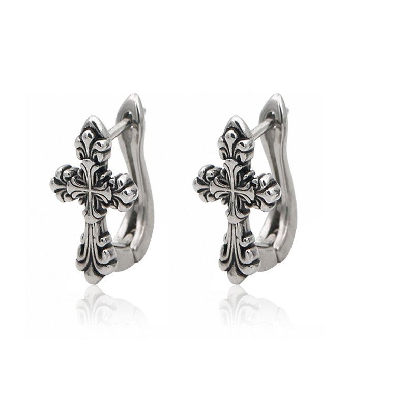 Jewelry × Sterling Silver Cross Matchless Earrings One Pairs Chrome Jewelry Size ONE SIZE - 5 Thumbnail