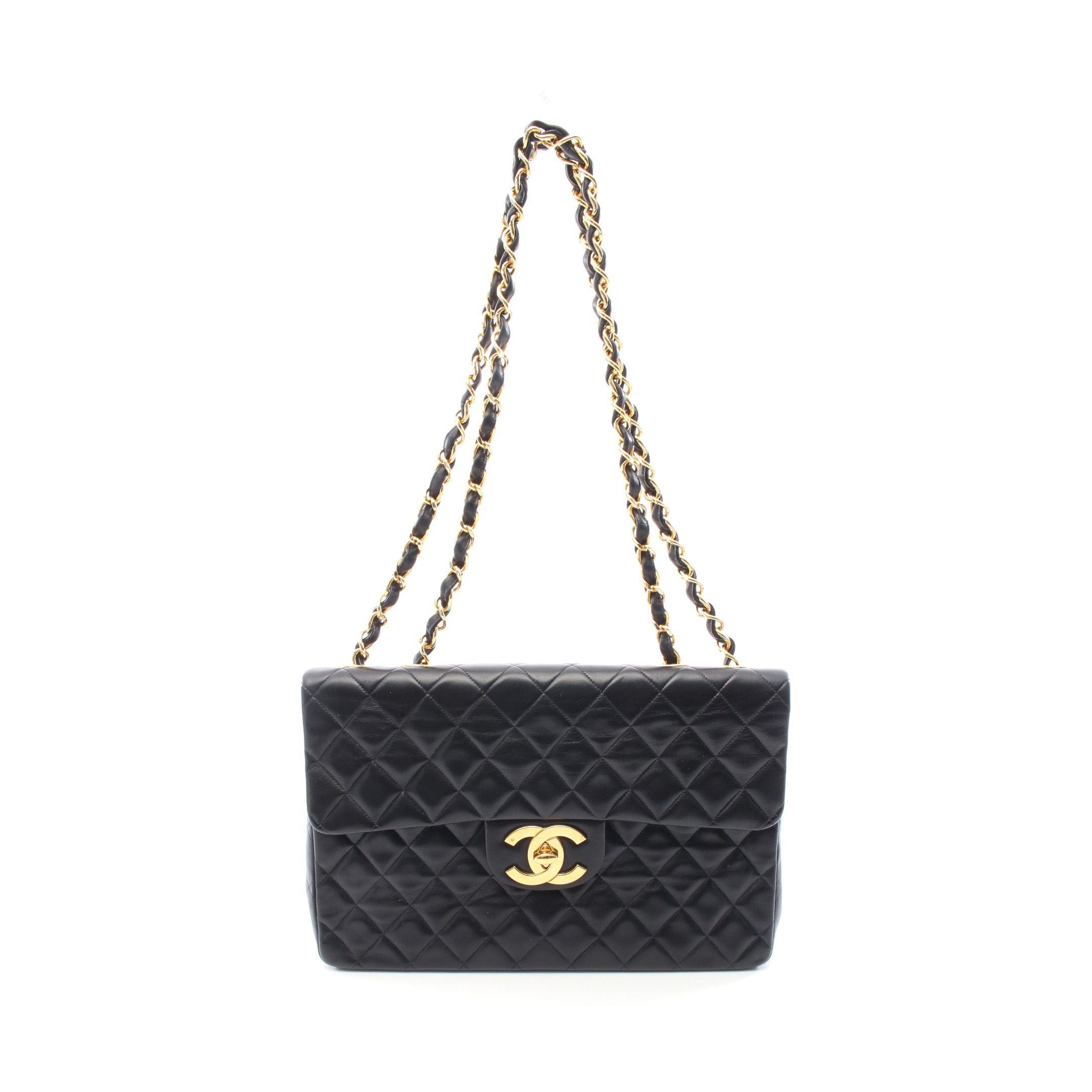 Chanel Chanel Decamatlassé 34 Double Chain Shoulder Bag Lambskin Black Gold Hardware Size ONE SIZE - 1 Thumbnail